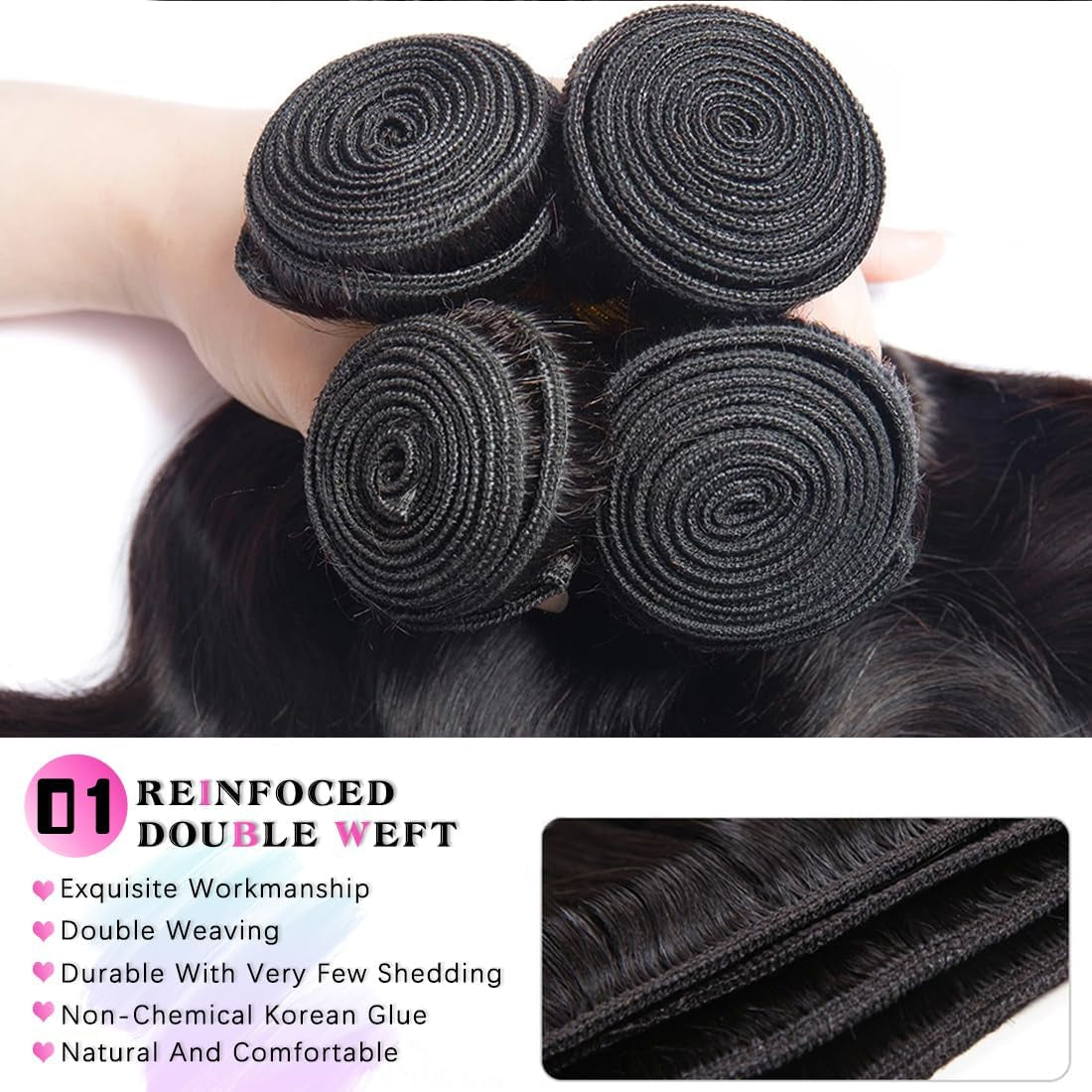 12A Human Hair Bundles Brazilian Body Wave Hair Bundles 18 20 22 24 Inch 100% Unprocessed Virgin Weave 4 Bundles Human Hair Body Wave Deals Natural Black