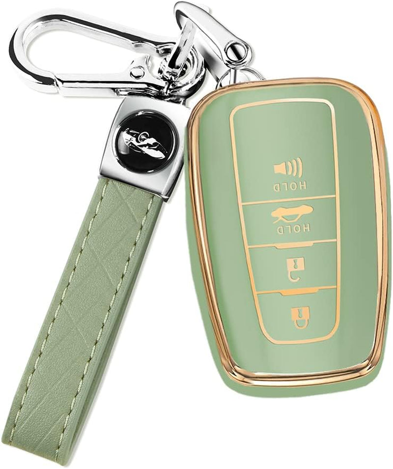 for Toyota Key Fob Cover with Keychain Suitable for Highlander RAV4 Camry Avalon C-HR Corolla GT86 Premium TPU Key Fob Case (Style 2-Blue)