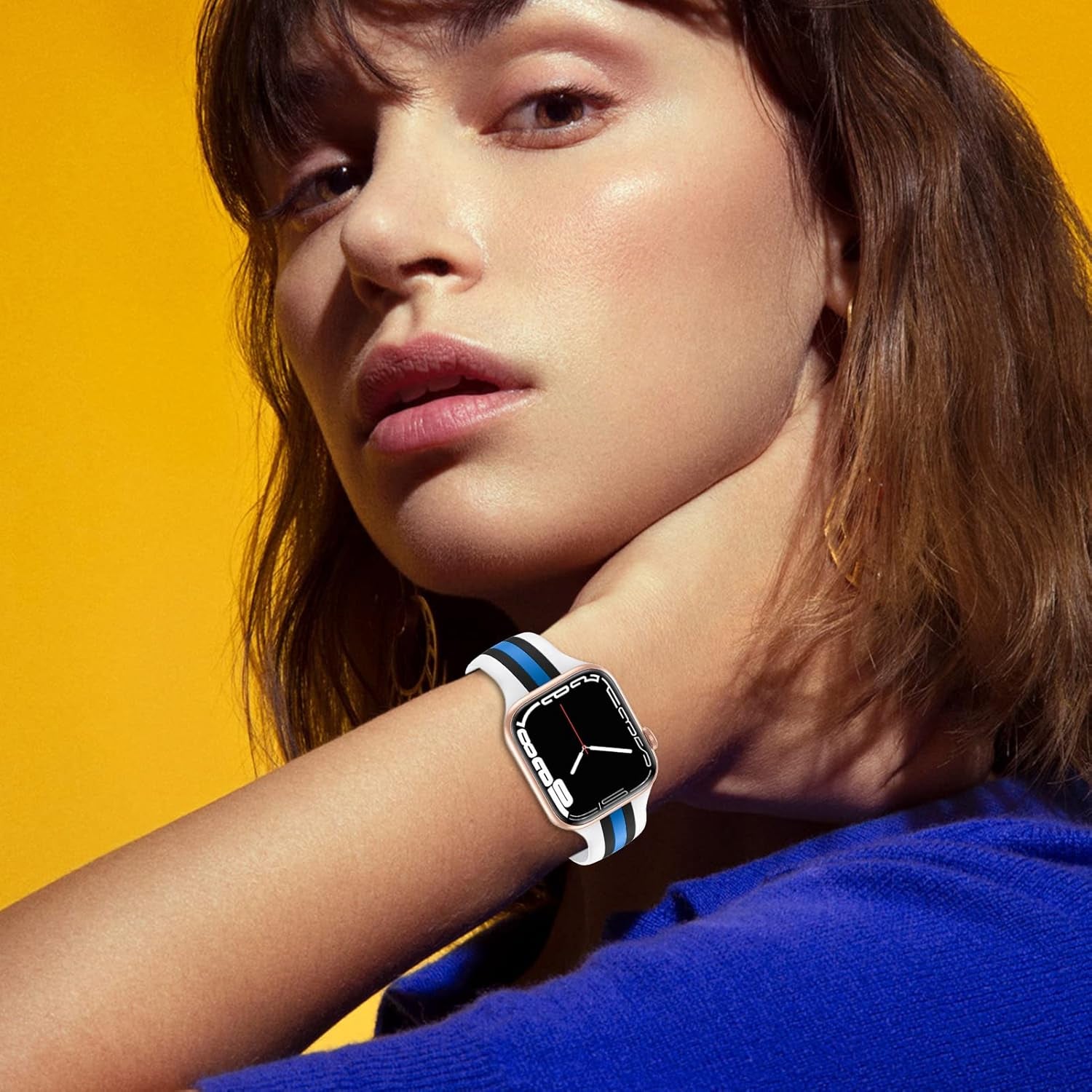 Designer Sport Bands Compatible with Apple Watch Band 38Mm 40Mm 41Mm 42Mm 44Mm 45Mm 49Mm Series 9 8 7 6 5 4 3 2 1 SE Women Men, Breathable Soft Silicone Strap Replacement Wristbands for Iwatch Bands