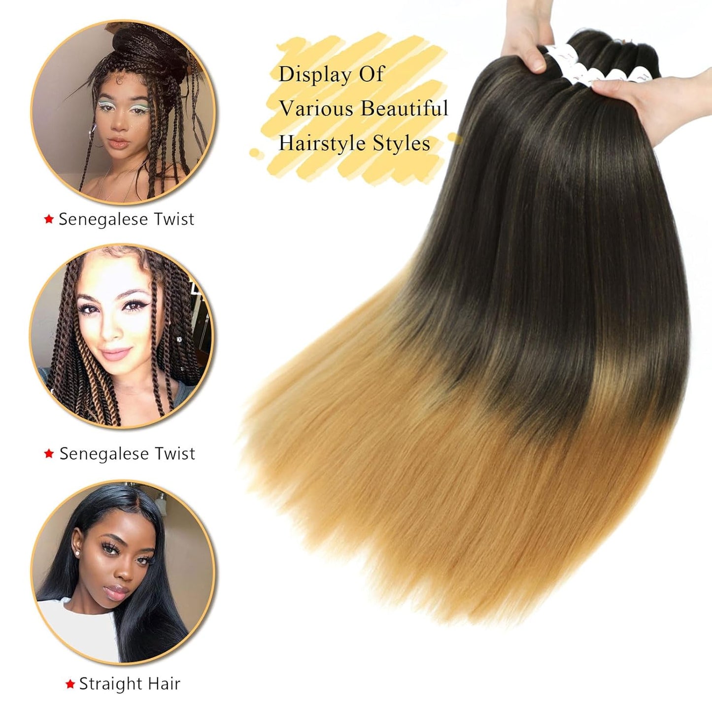 Braiding Hair Pre Stretched - 26 Inch Pre Stretched Braiding Hair 1B/27 Braiding Hair 8 Packs Ombre Braiding Hair for Black Women (26 Inch(8Packs), 1B/27)