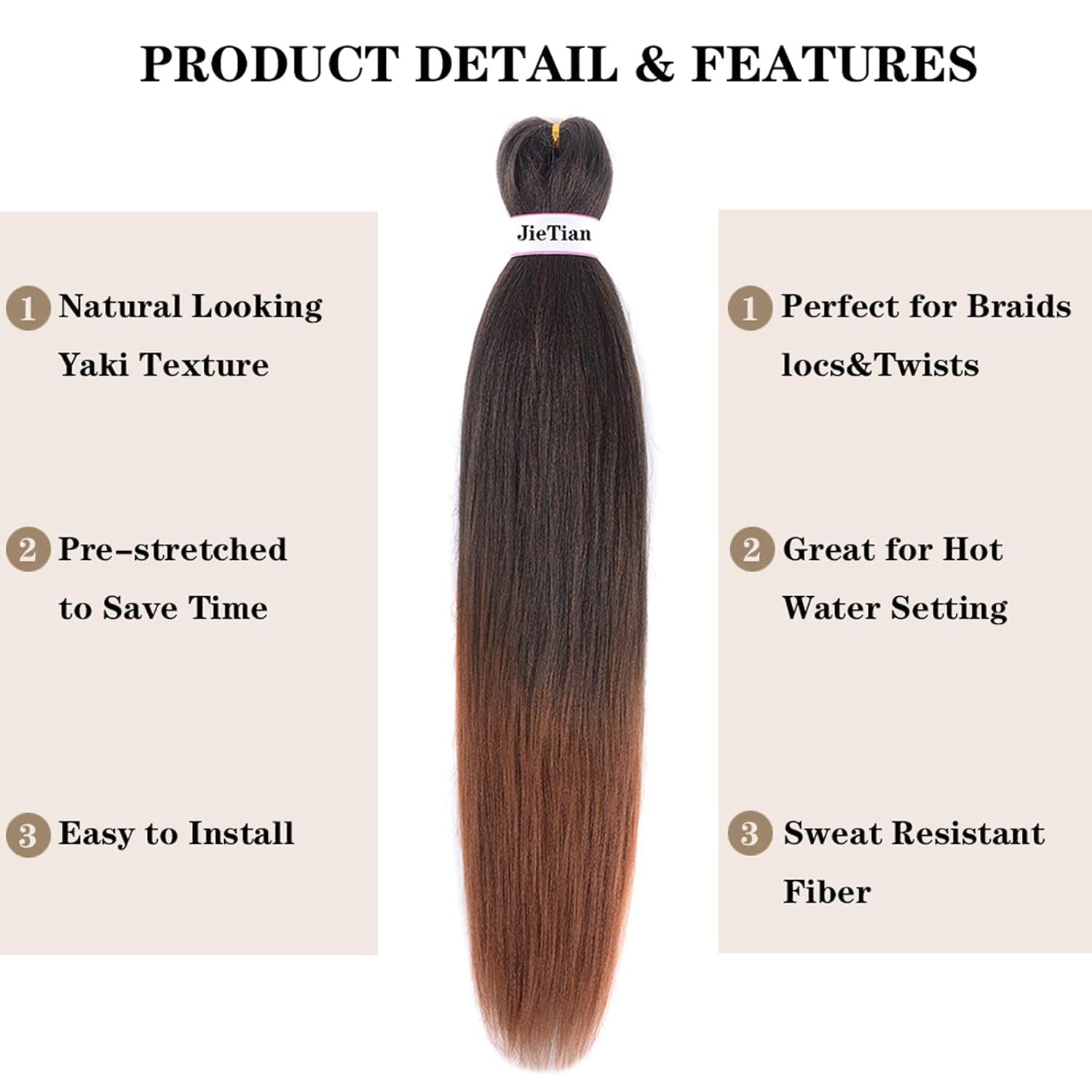 Pre Stretched Braiding Hair Ombre 30 Inch 8 Packs Synthetic Crochet Braids Hot Water Setting Professional Soft Yaki Texture Synthetic Hair Extensions(1B/30)