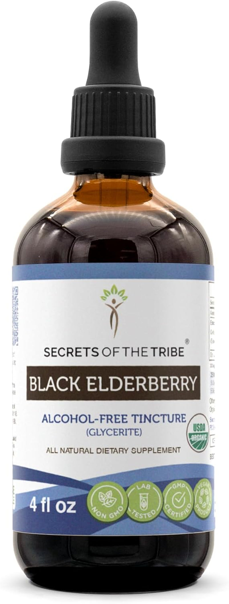 Black Elderberry USDA Organic Tincture | Alcohol-Free Extract, High-Potency Herbal Drops, Immune System Health | Made from 100% Certified Organic Black Elderberry (Sambucus Nigra) 4 Oz TLBH