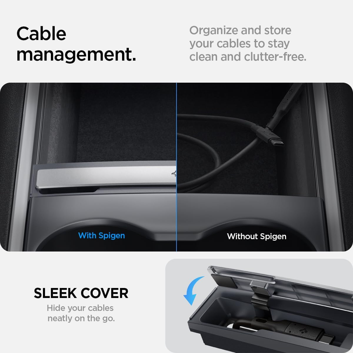 Cable Organizer Station Designed for Tesla Model 3 and Y 2024/2023/2022 [Not Compatible with Model 3 2024 Refresh] [Cable Not Included]