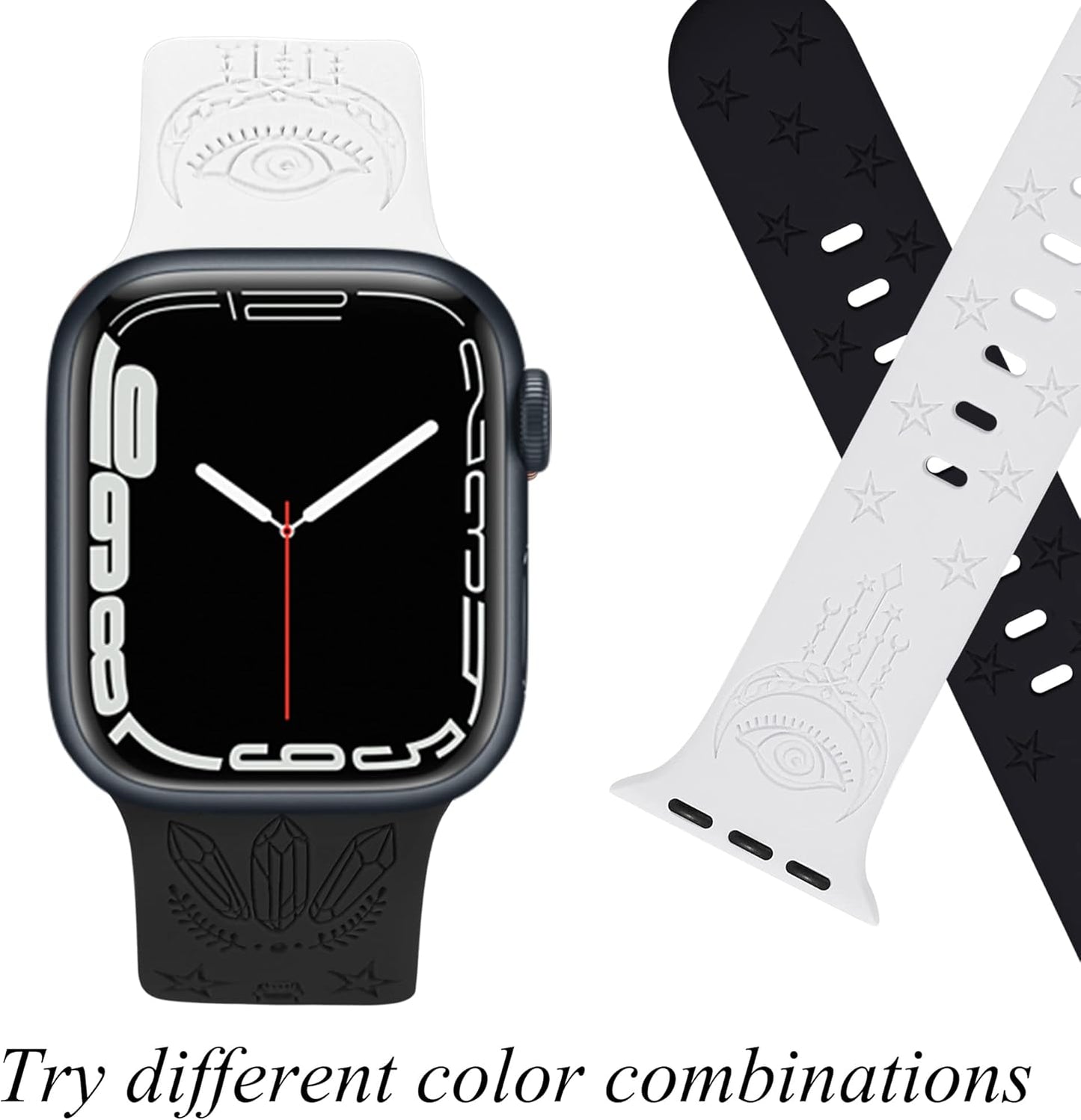 Compatible with Watch Bands 38Mm 40Mm 41Mm 42Mm 44Mm 45Mm,Women Engraved Silicone Band for Iwatch Series 7/6/5/4/3/2/1/SE