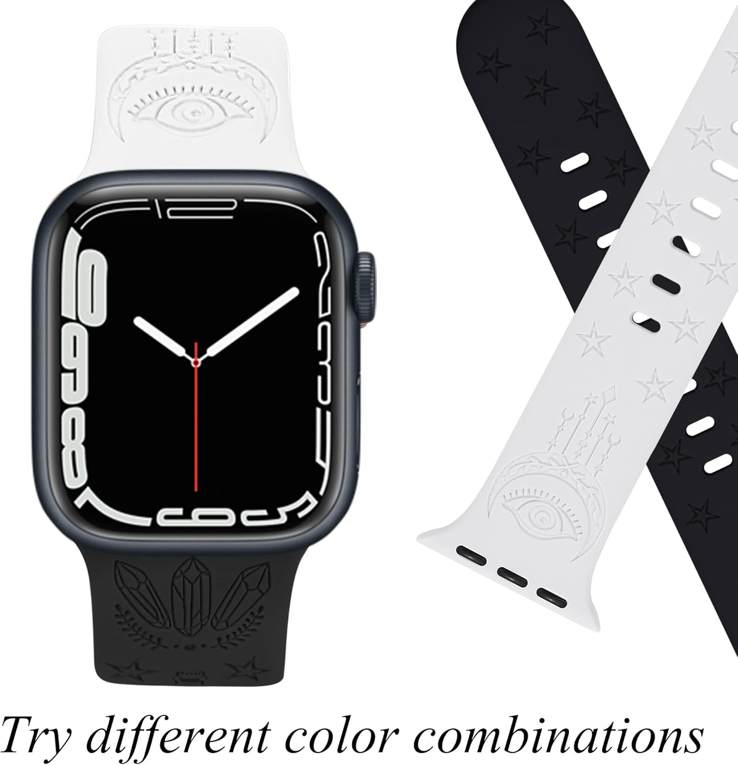 Compatible with Watch Bands 38Mm 40Mm 41Mm 42Mm 44Mm 45Mm,Women Engraved Silicone Band for Iwatch Series 7/6/5/4/3/2/1/SE