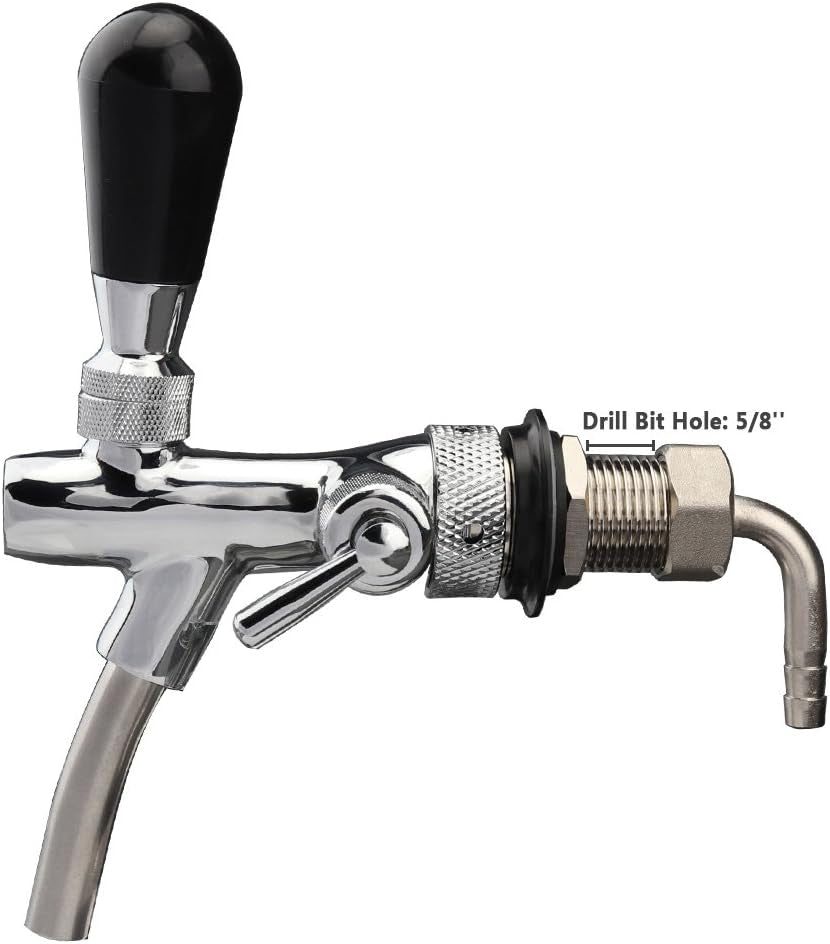 Beer Tap with Flow Control, Beer Draft Faucet Adurable, with Black Handle Lever & Liquid Ball Lock Post for Keg Home Bar
