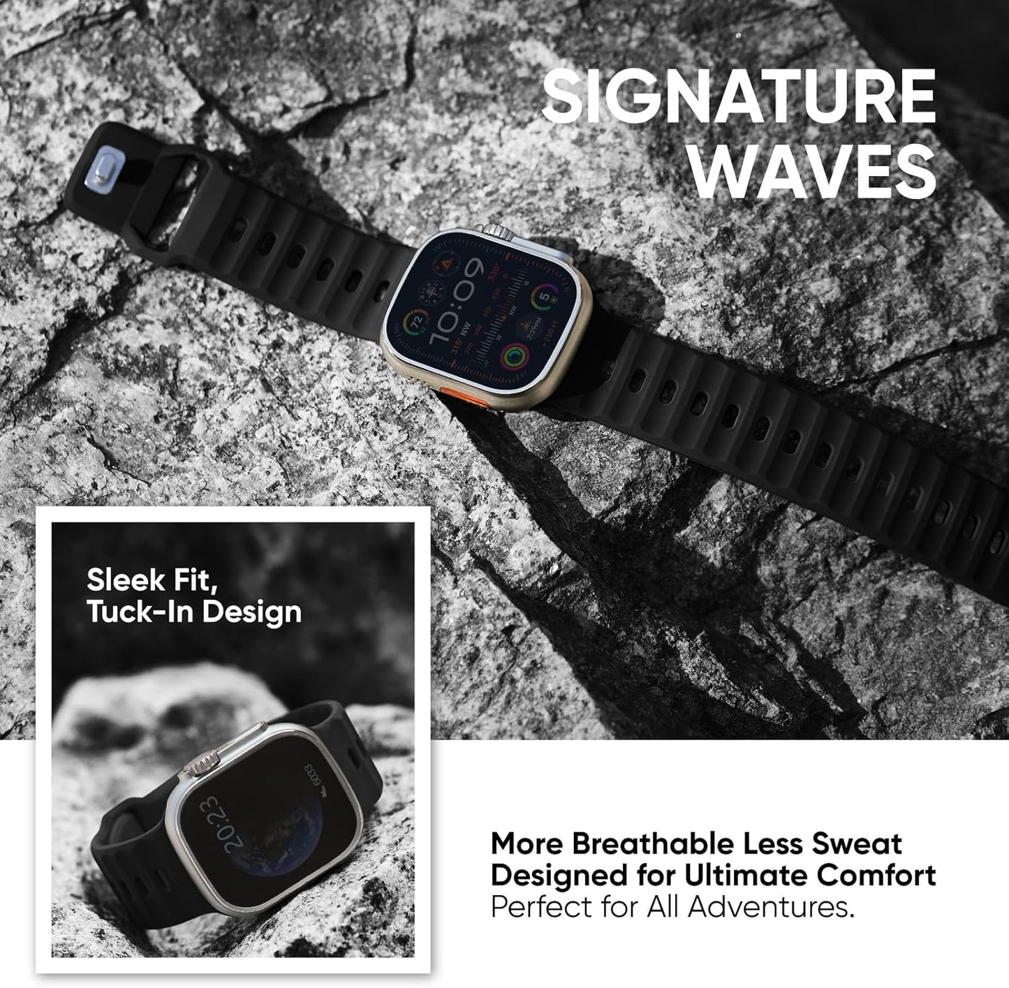 Sport Bands Compatible with Apple Watch Ultra 2 Band 49Mm 46Mm 45Mm 44Mm 42Mm for Men, Breathable Soft Wide Silicone Waterproof Strap for Iwatch Series 10 9 8 7 6 5 4 3 SE Ultra