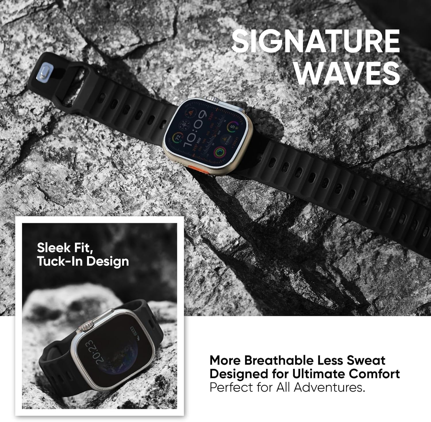 Sport Bands Compatible with Apple Watch Ultra 2 Band 49Mm 46Mm 45Mm 44Mm 42Mm for Men, Breathable Soft Wide Silicone Waterproof Strap for Iwatch Series 10 9 8 7 6 5 4 3 SE Ultra
