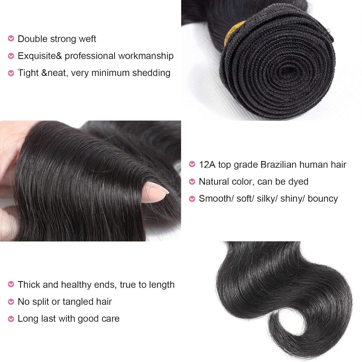 Human Hair Bundles 20 Inch Body Wave Bundles Human Hair 12A Brazilian Human Hair Bundles 100% Unprocessed Virgin Hair Weft Weave Bundles Human Hair Extension Upgrade 1 Bundles