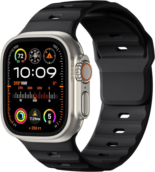 Sport Bands Compatible with Apple Watch Ultra 2/Ultra Band, Compatible with Apple Watch Bands for Men 49Mm 45Mm 44Mm 42Mm, Soft Silicone Waterproof Strap for Iwatch Series 9 8 7 6 5 4 SE 3 2 1