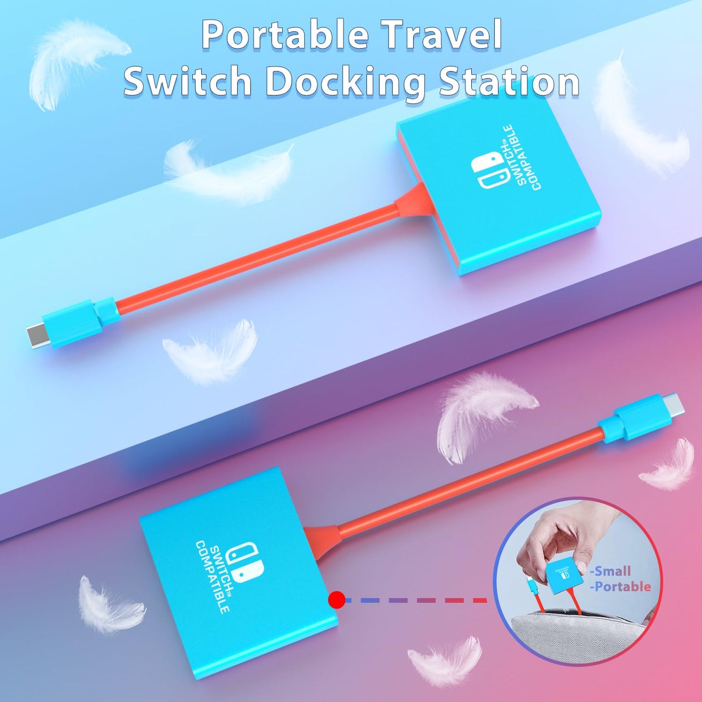 Switch Dock for Nintendo Switch Docking Station, Portable Switch TV Adapter Support 4K/60HZ Switch TV Dock Mode Compatible Steam Deck/Nintendo Switch OLED, Switch Travel Dock with HDMI2.0 USB3.0 Port