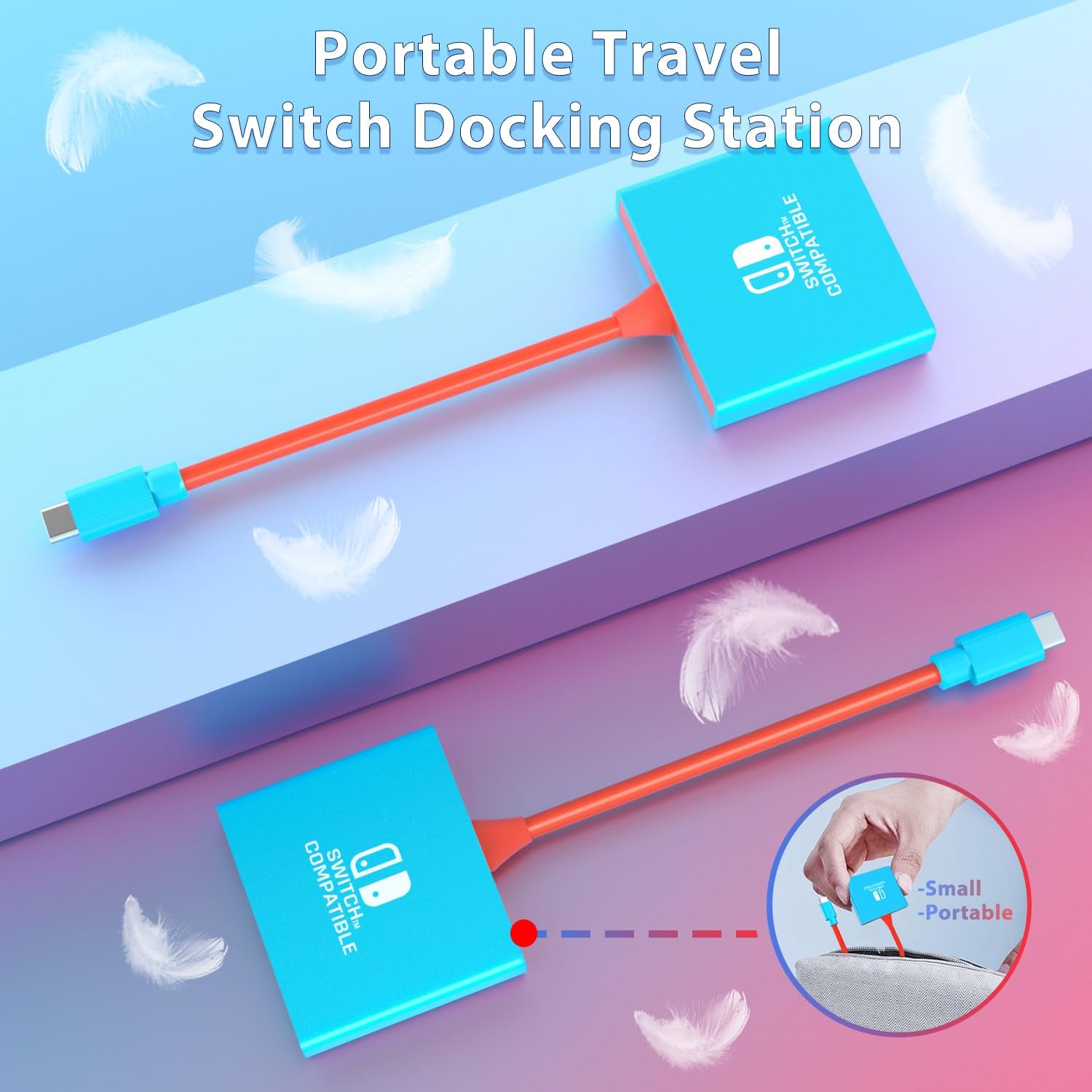 Switch Dock for Nintendo Switch Docking Station, Portable Switch TV Adapter Support 4K/60HZ Switch TV Dock Mode Compatible Steam Deck/Nintendo Switch OLED, Switch Travel Dock with HDMI2.0 USB3.0 Port
