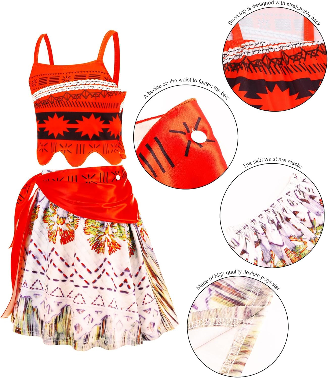 Princess Costume Dress for Girls,Two-Pieces Crop Top Skirt Birthday Outfits Halloween Dress up for Kids