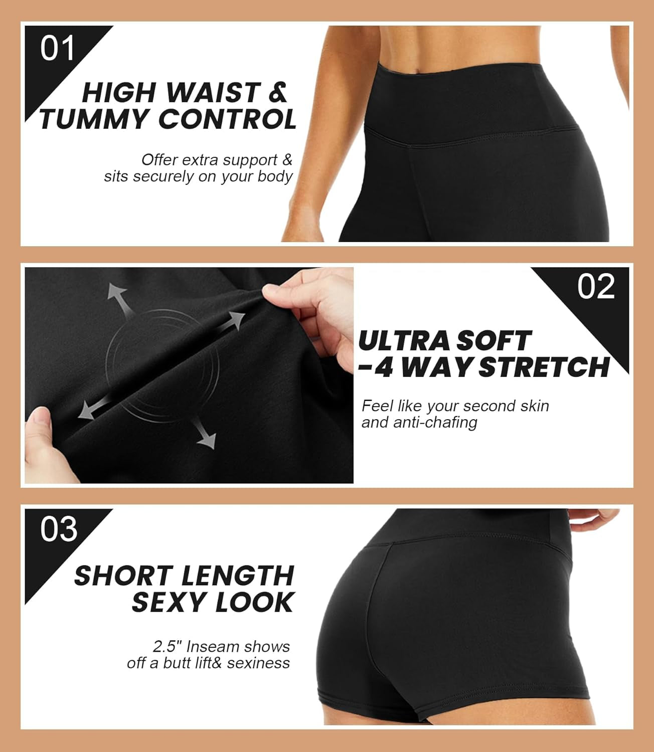 Biker Shorts Women - 8"/5"/3" High Waisted Tummy Control Workout Gym Spandex Booty Yoga Volleyball Shorts