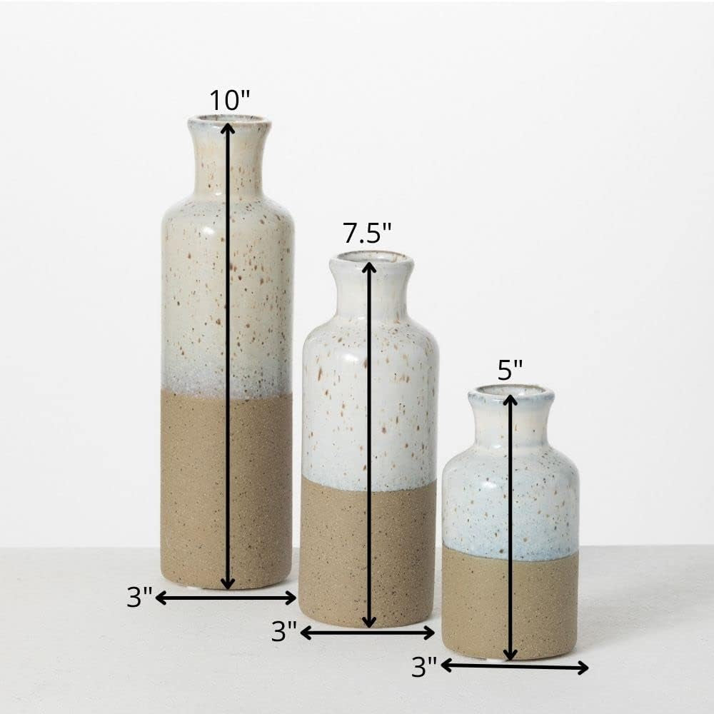 Ceramic Vase Set, Farmhouse Decor, Home Decor, Decorative Vase, Vases for Your Kitchen, Bedroom, Office, Living Room, Bathroom, & Shelf Decor, Centerpiece Table Decorations (CM2946)