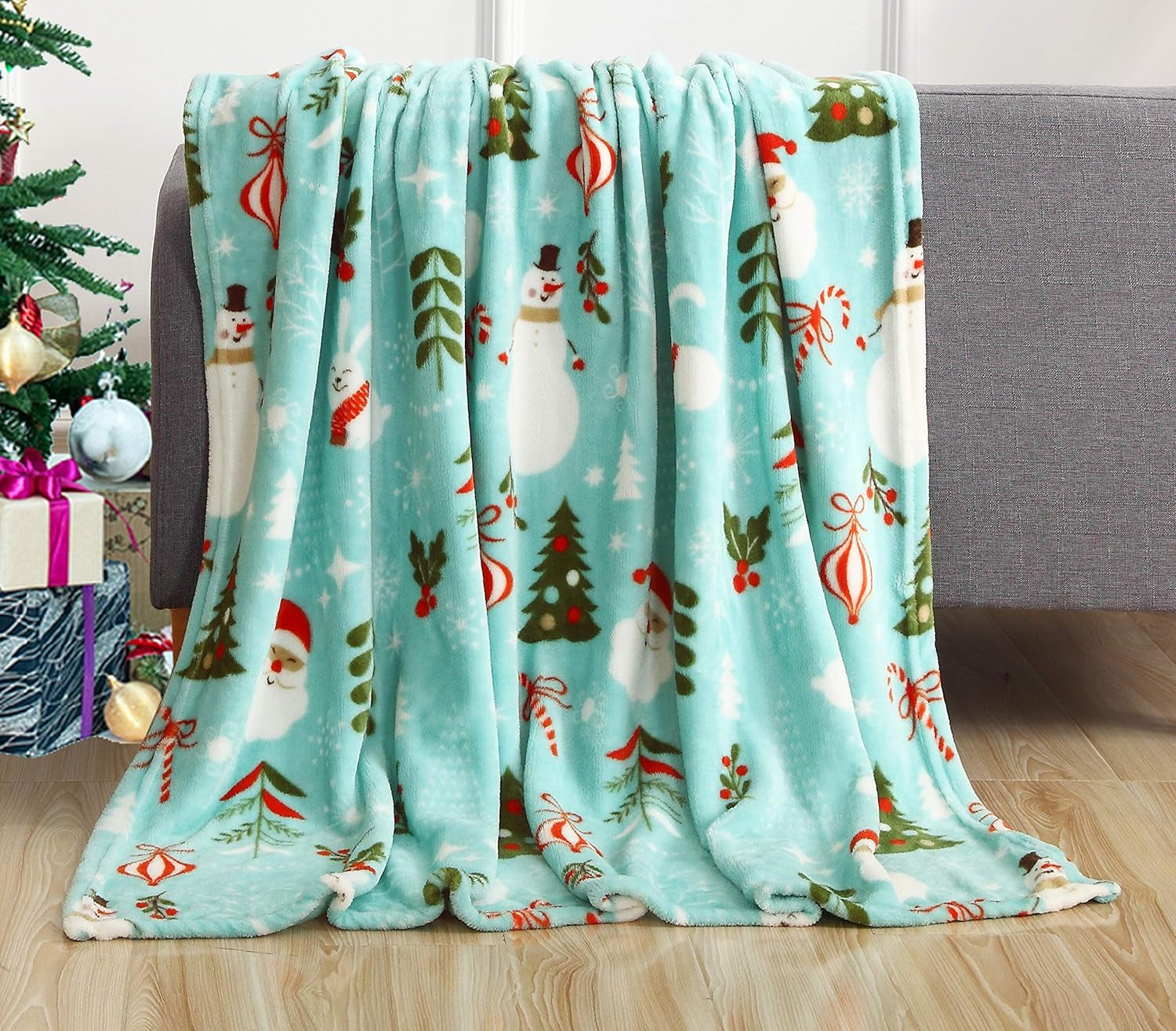 Velvet Touch Ultra Plush St Patricks Day Lucky Spring Green Clover Shamrock Irish Printed Fleece Throw/Blanket-50 X 60Inch, Lucky Plaid Clover