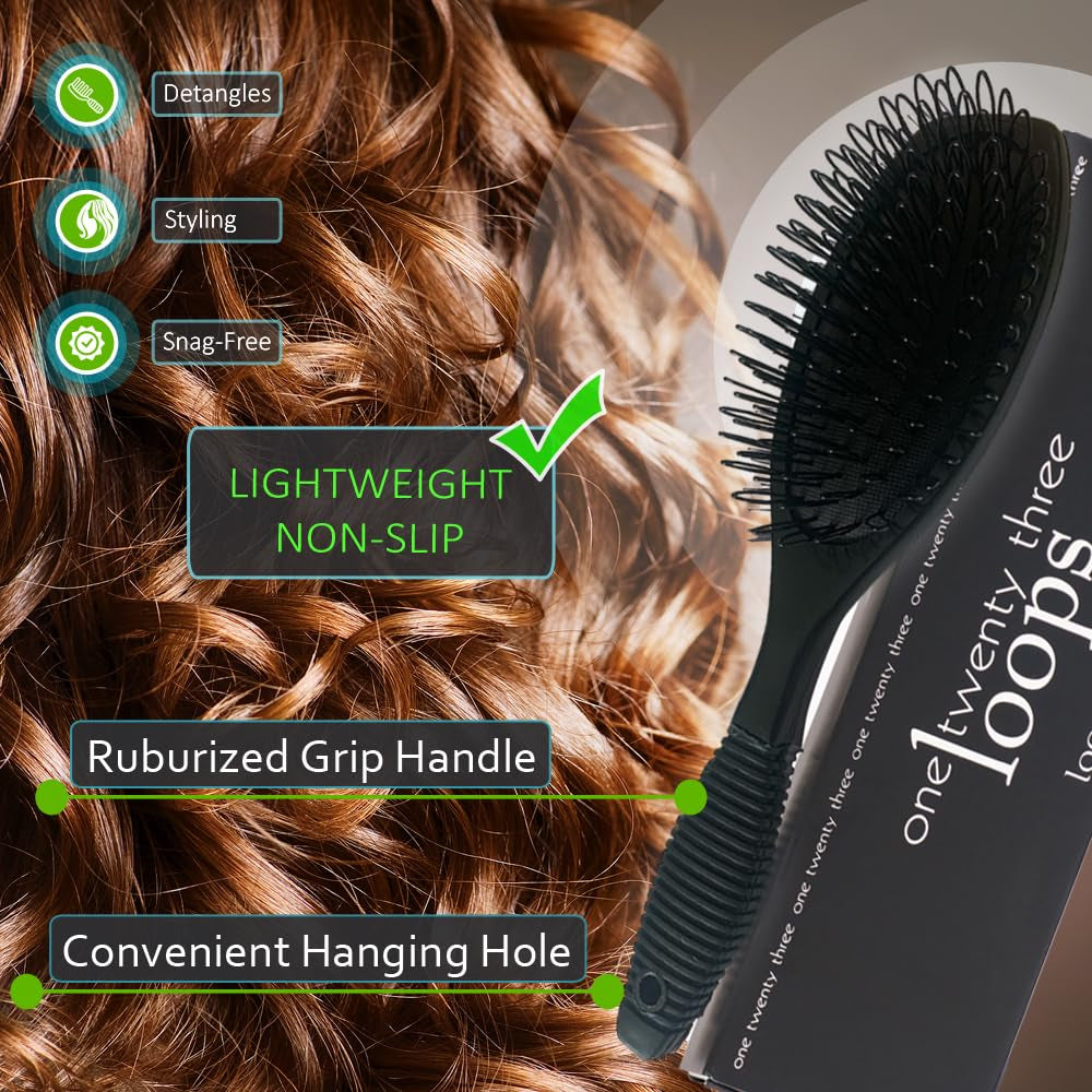 One Twenty Three Loops -  Professional Grade Loop Brush - Safely Detangles Hair Extensions, Weaves and Wigs - Snag Free Styling for Human and Synthetic Hair