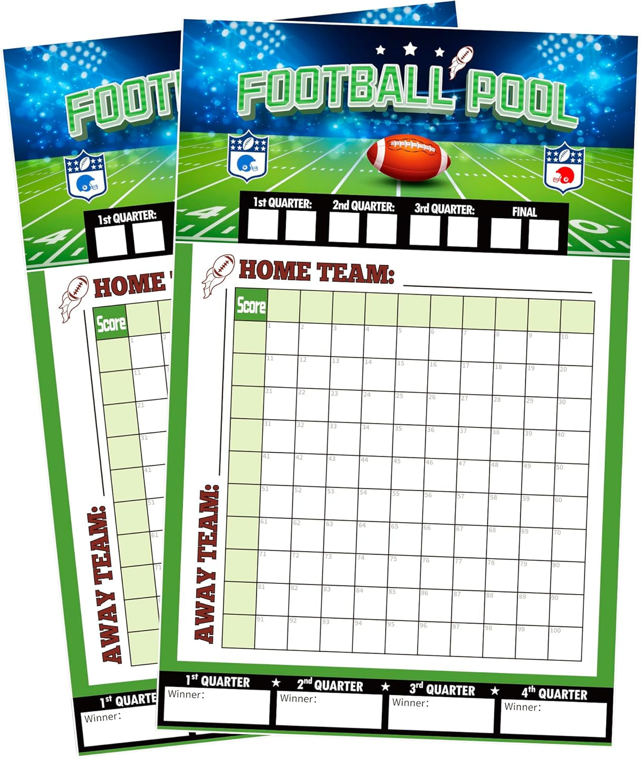 Football Party Decorations - 2 Pack Football Pool Poster - 27.5 X17.7 Inch - Football Party Supplies Favors | Football Banner | Super Games Bowl Accessories | Football Birthday Party Decorations