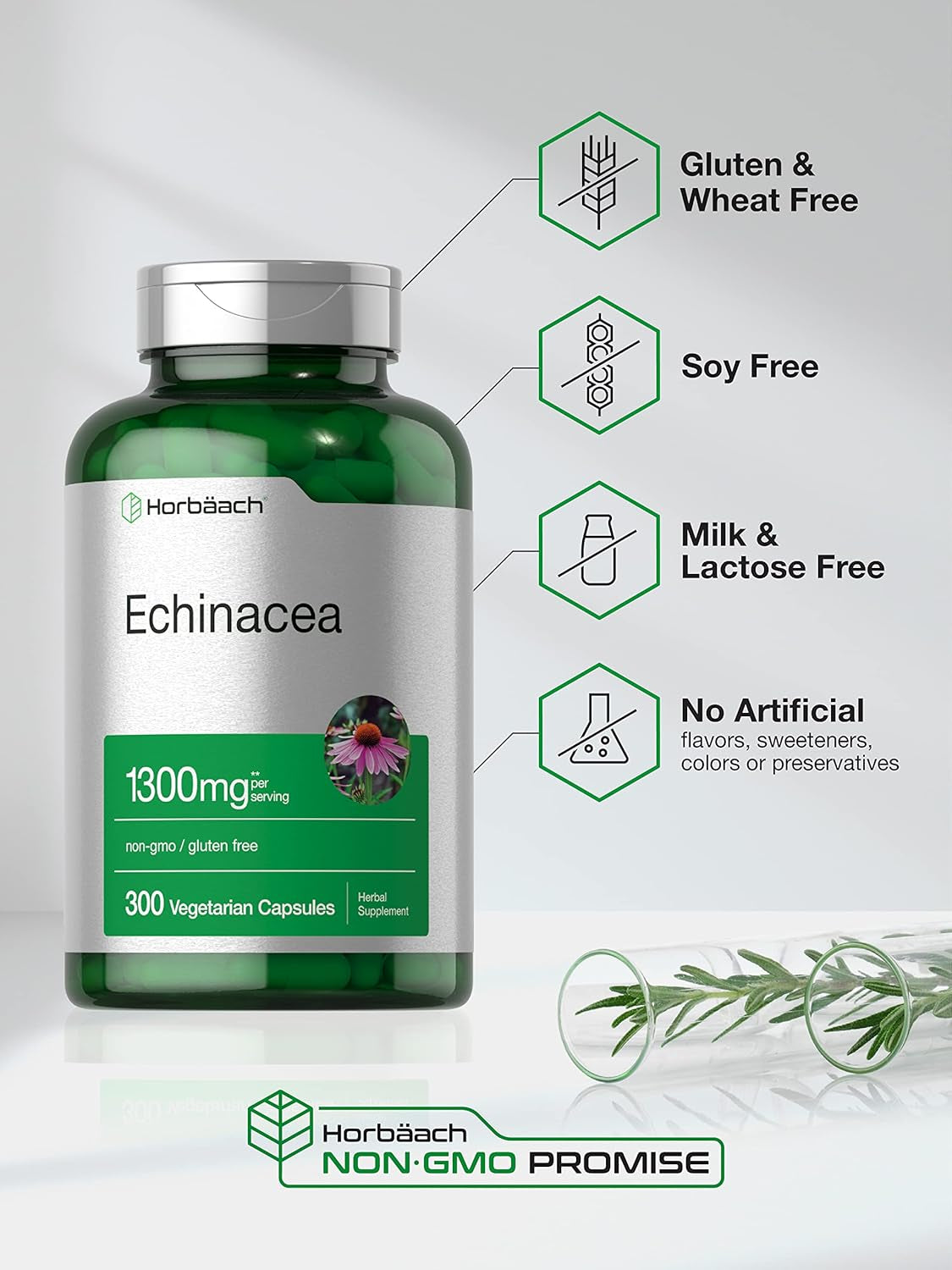 Echinacea Extract Capsules 1300Mg | 300 Count | Vegan, Non-Gmo, Gluten Free Supplement