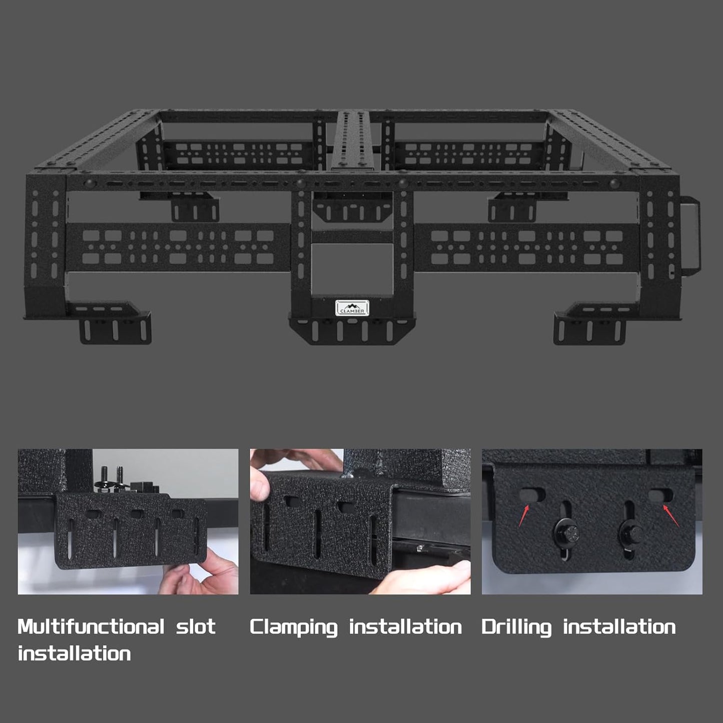 Overland Bed Rack for Full-Size Pickup With/Without Bed Rails | Adjustable Width Compatible with Ford F-Series,Silverado,Sierra,Ram, Titan & Xd,Tundra(See Image for Size Chart)