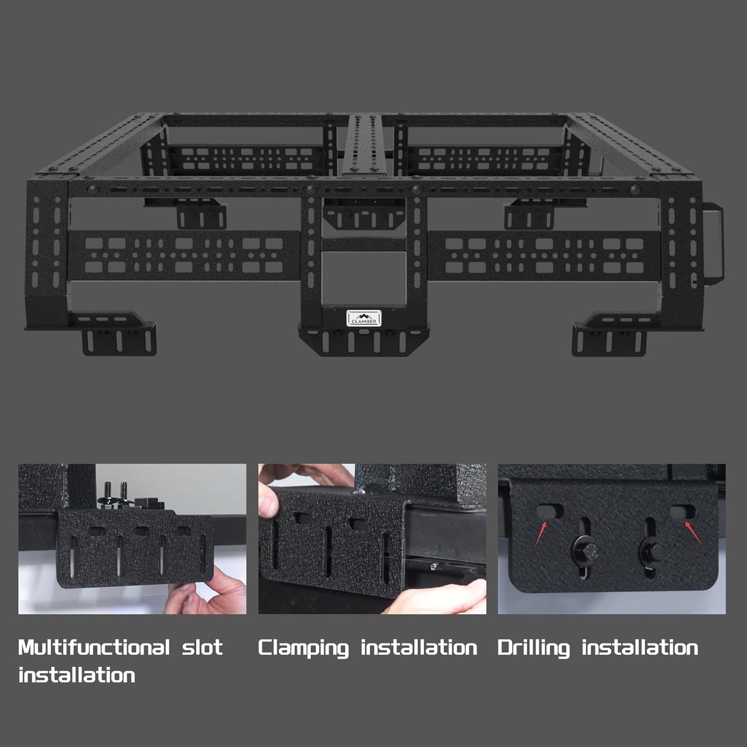 Overland Bed Rack for Full-Size Pickup With/Without Bed Rails | Adjustable Width Compatible with Ford F-Series,Silverado,Sierra,Ram, Titan & Xd,Tundra(See Image for Size Chart)