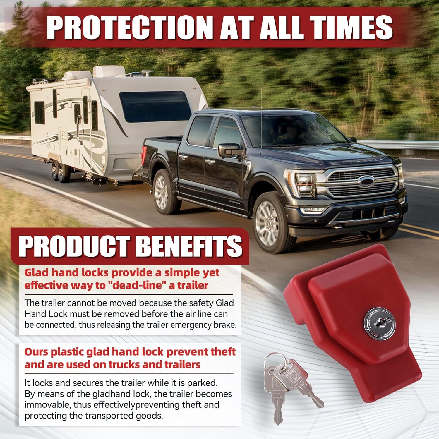 NAKAKEKO Plastic, Glad Hand Lock, Keyed Alike Pair (12-Pack) for Tractor Trailer Trucks - Semi Trailer Lock TRUCK DRIVER