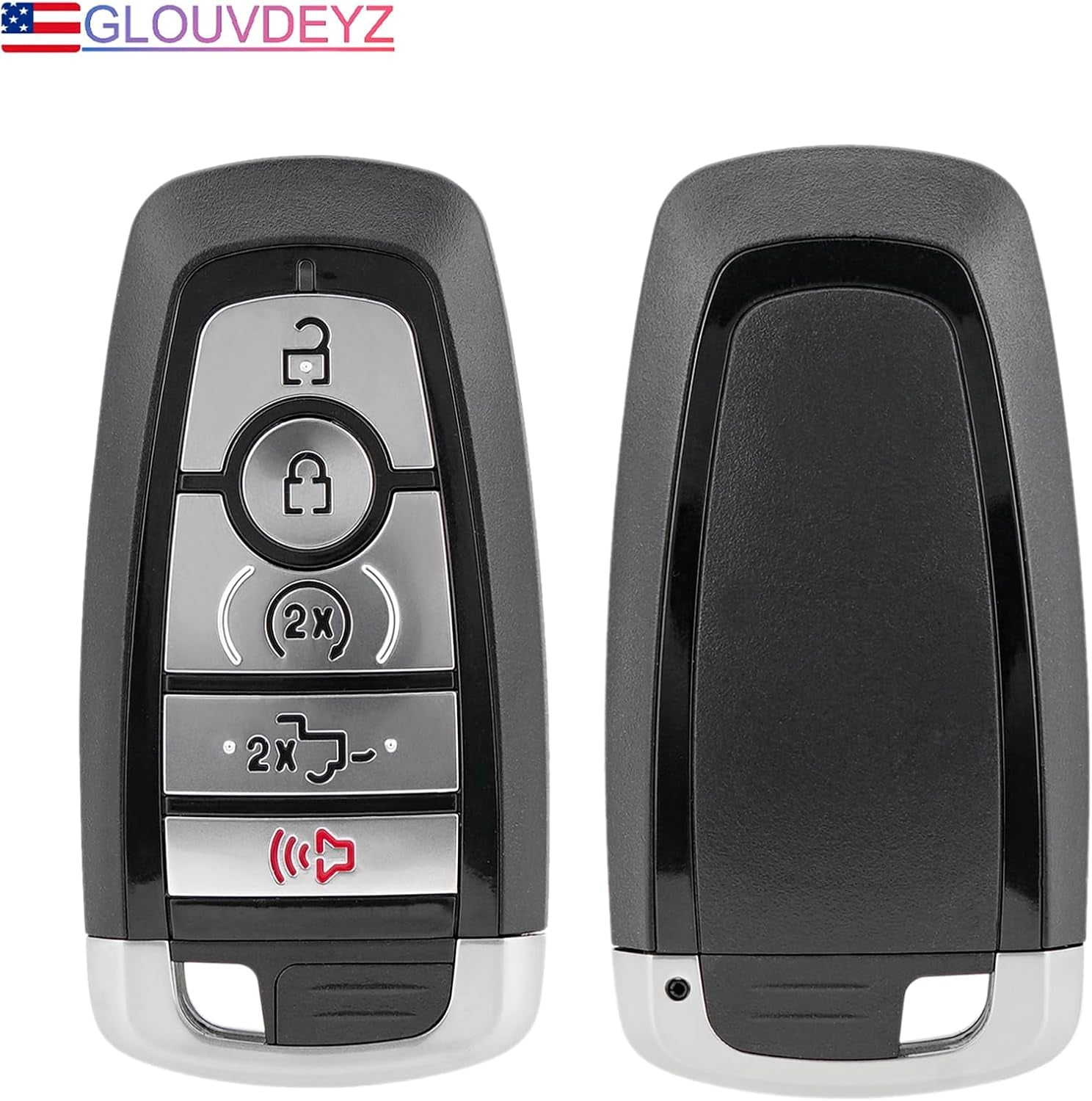 5 Button Car Key Fob Fits for Ford for 2017-2020 F-Series/F-150/ F-150 Raptor/ F-250/F-350/ F-450/2017 - 2020 F-550 Remote Control Car Key FCCID M3N-A2C93142600 with Keyring and Screwdriver