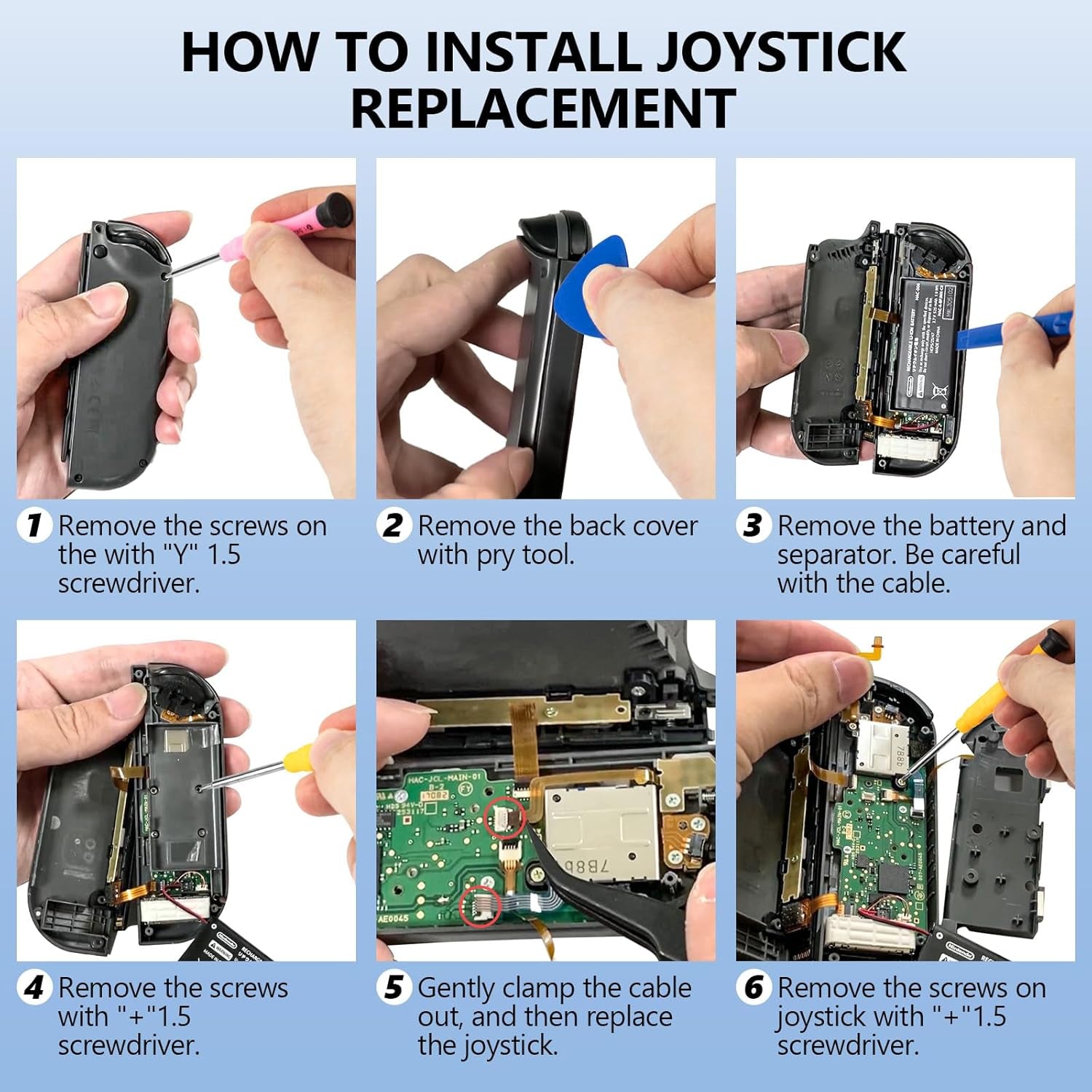 2 Pack Joycon Joystick Replacement,Replacement Joystick Analog Thumb Stick Repair Kit for Nintendo Switch,Switch OLED Model & Switch Lite Joy-Con Controller - Include Y1.5 / +1.5 Screwdriver/Pry Tools