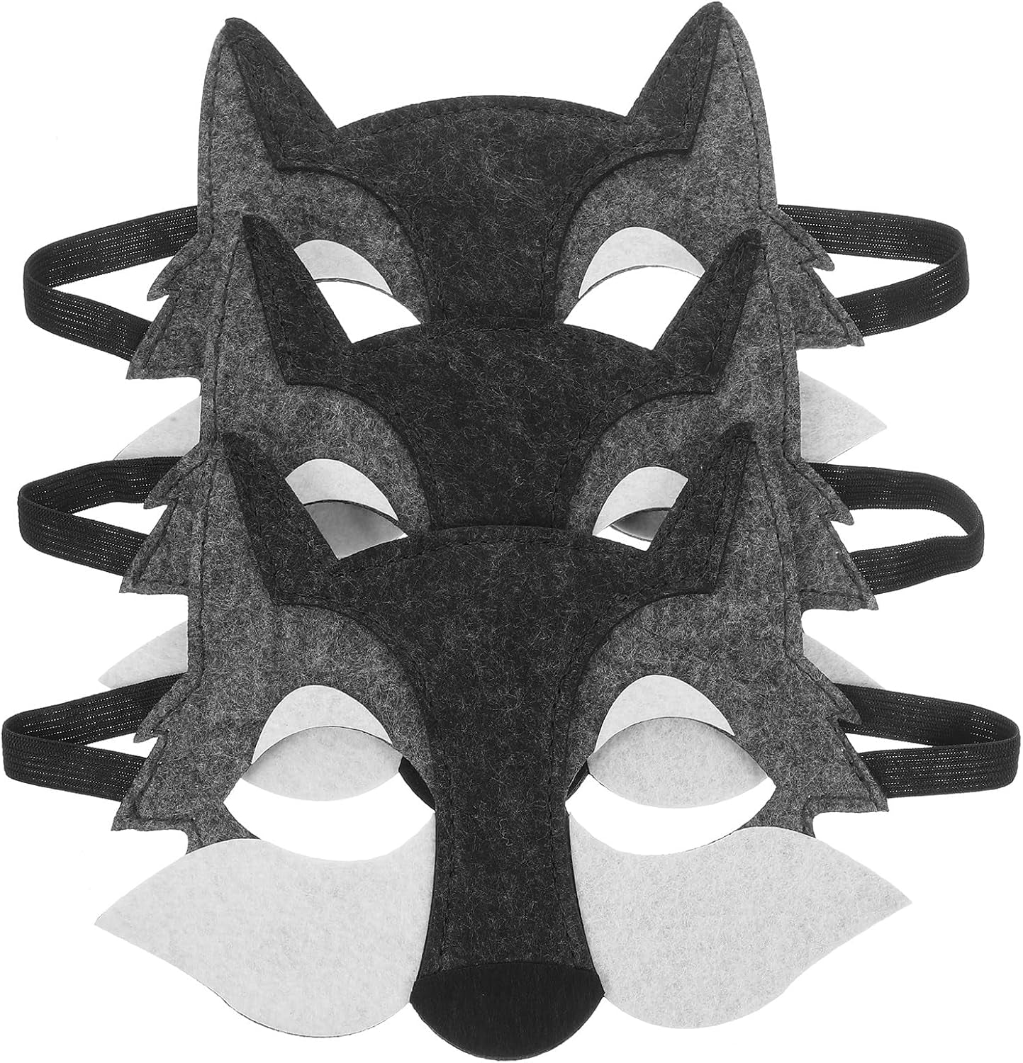 Wolf Mask Animals Felt Half Face Mask Costume Decor Dress up Party Favors 3Pcs