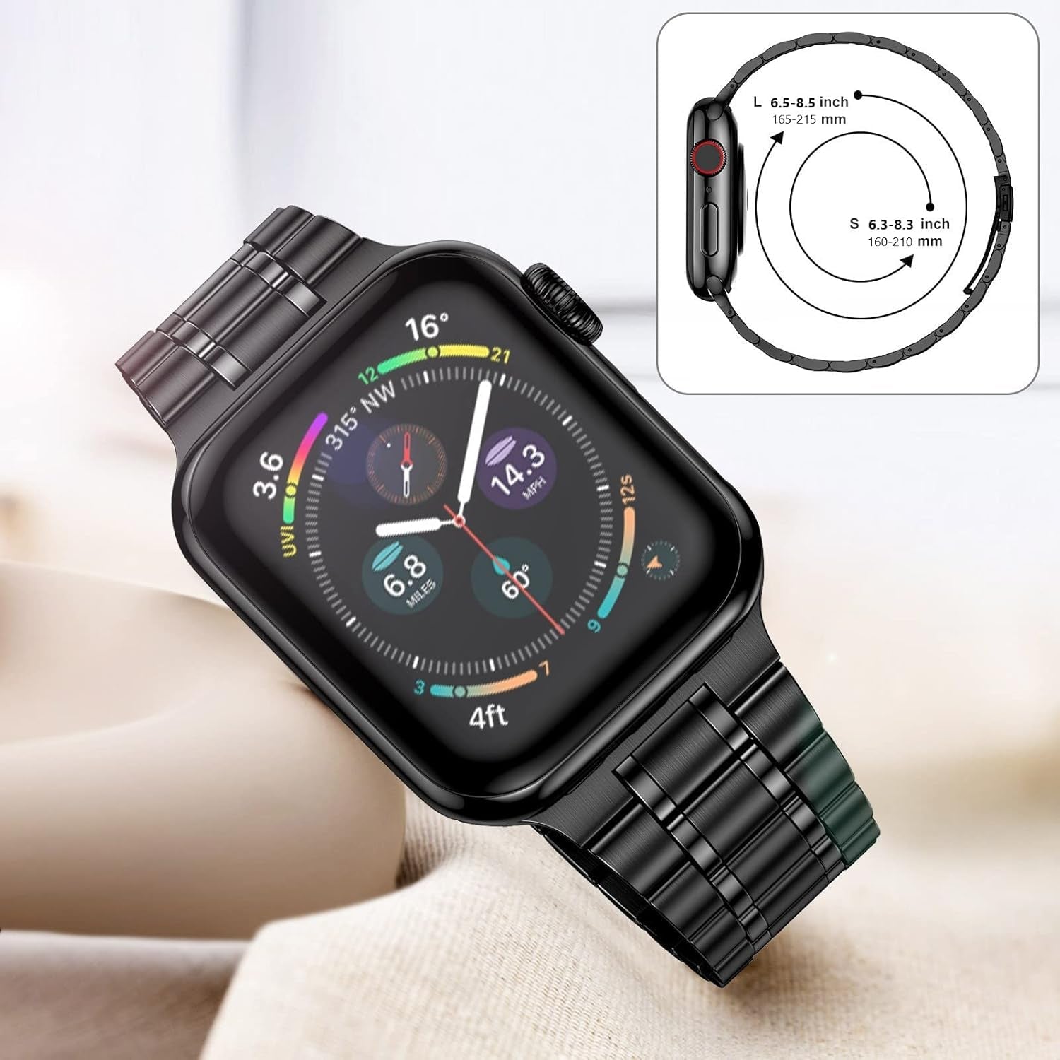 Stainless Steel Bands Compatible with Apple Watch Band 38Mm 40Mm 41Mm 42Mm 44Mm 45Mm Woman Men, Adjustable Metal Replacement Strap for Iwatch Apple Watch Series 9 8 7 6 5 4 3 2 1 SE
