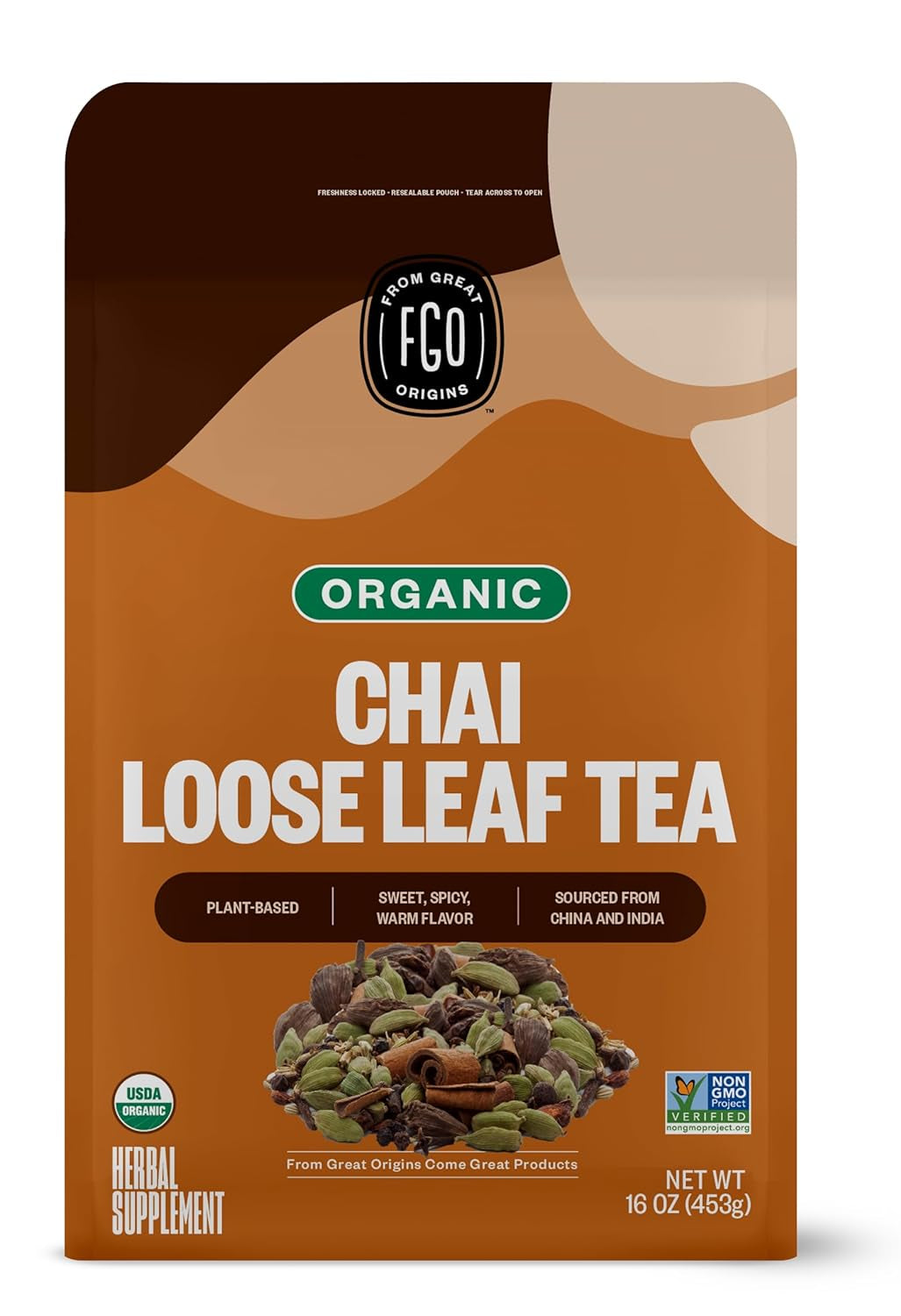 Organic Tulsi Holy Basil Tea, 100 Count, Eco-Conscious Herbal Tea Bags, Resealable Bag, Caffeine Free, Packaging May Vary (Pack of 1) TLBH