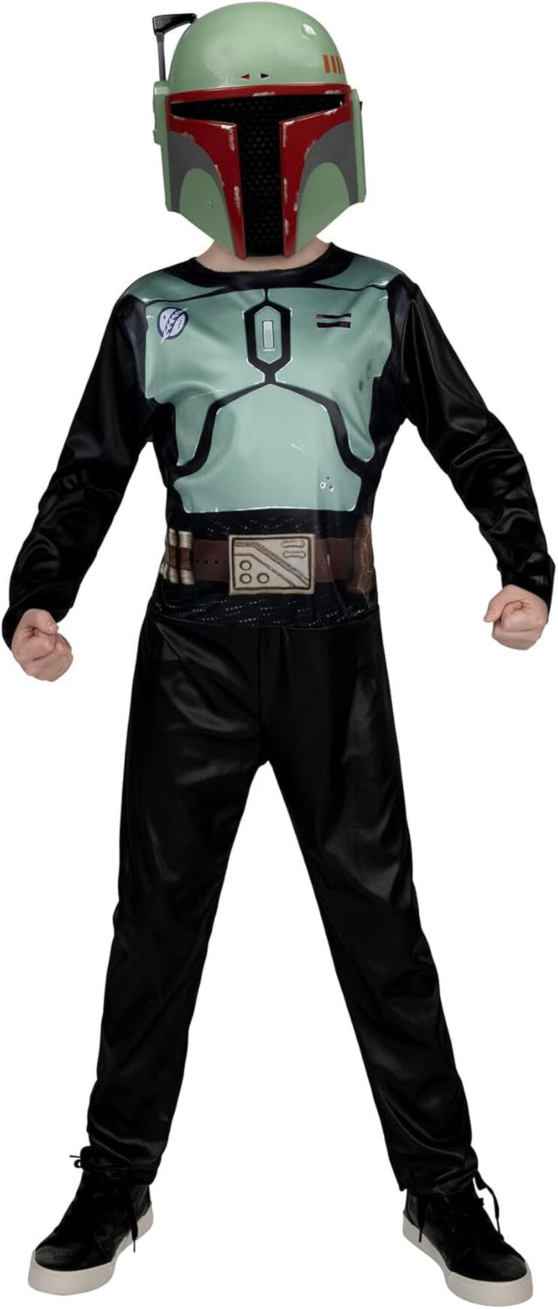STAR WARS Boba Fett Official Youth Halloween Costume - Printed Jumpsuit with Plastic Mask