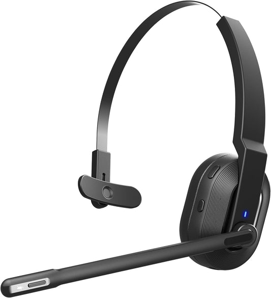 Trucker Bluetooth Headset, Wireless Headset with Microphone AI Noise Canceling, on Ear Bluetooth Headphone with Mute for Driver Office Call Center Computer Skype TRUCK DRIVER