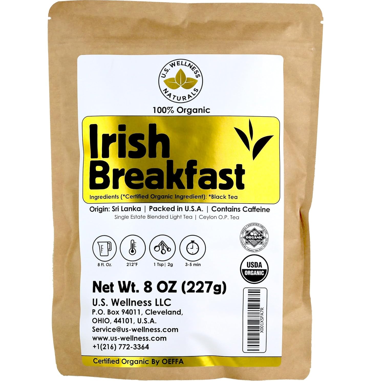 Chamomile Tea 1LB (16Oz) 100% CERTIFIED Organic (USDA Seal) Chamomile Flowers Herbal Tea (Matricaria Chamomilla) in 1 Lb Bulk Kraft BPA Free Resealable Bags from U.S. Wellness TLBH