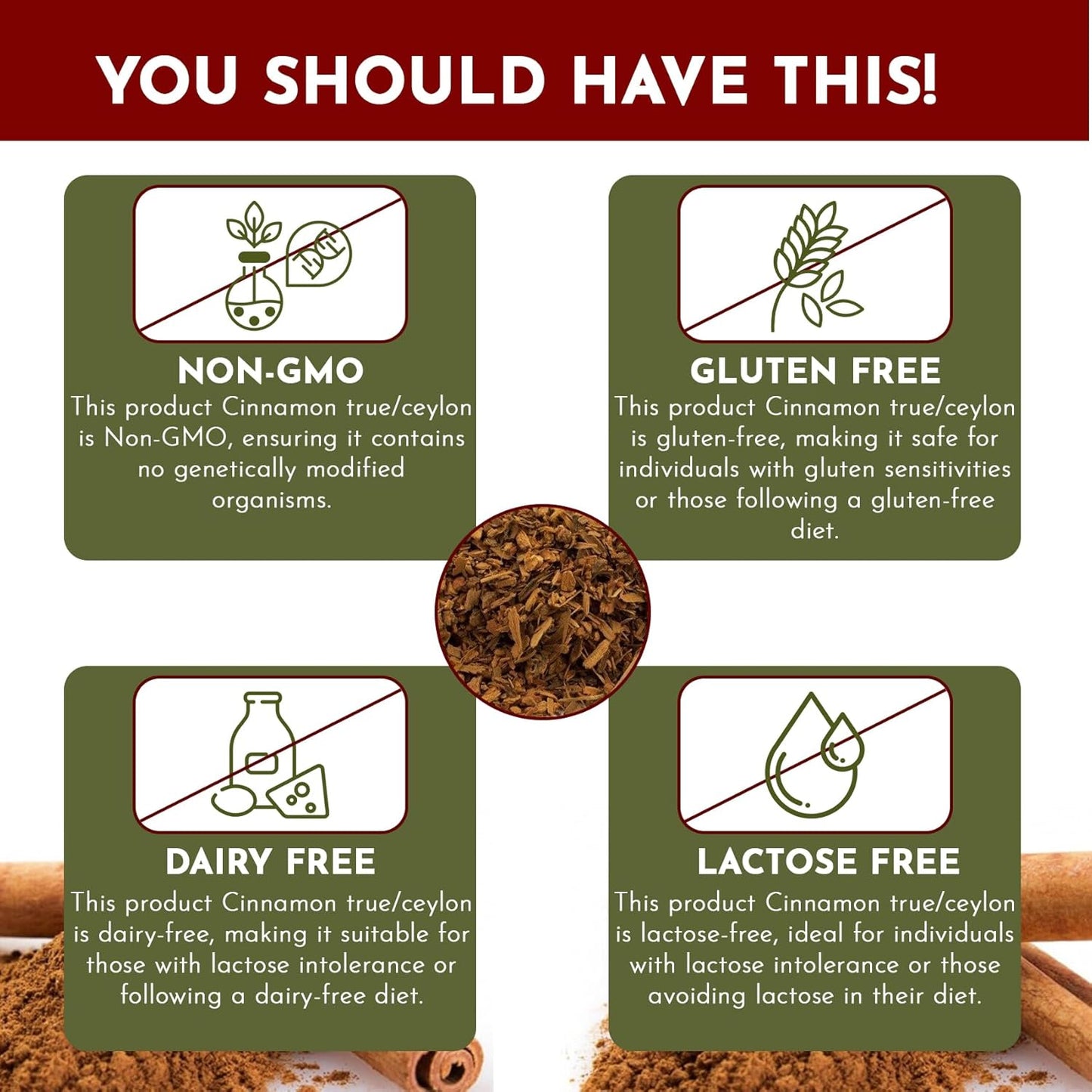 Premium True Ceylon Cinnamon Cut & Sifted (Cinnamomum Verum) - Adds Flavour | Raw, Non GMO & Gluten Free | USDA Certified | Origin - Sri Lanka (1 LBS / 16OZ) TLBH