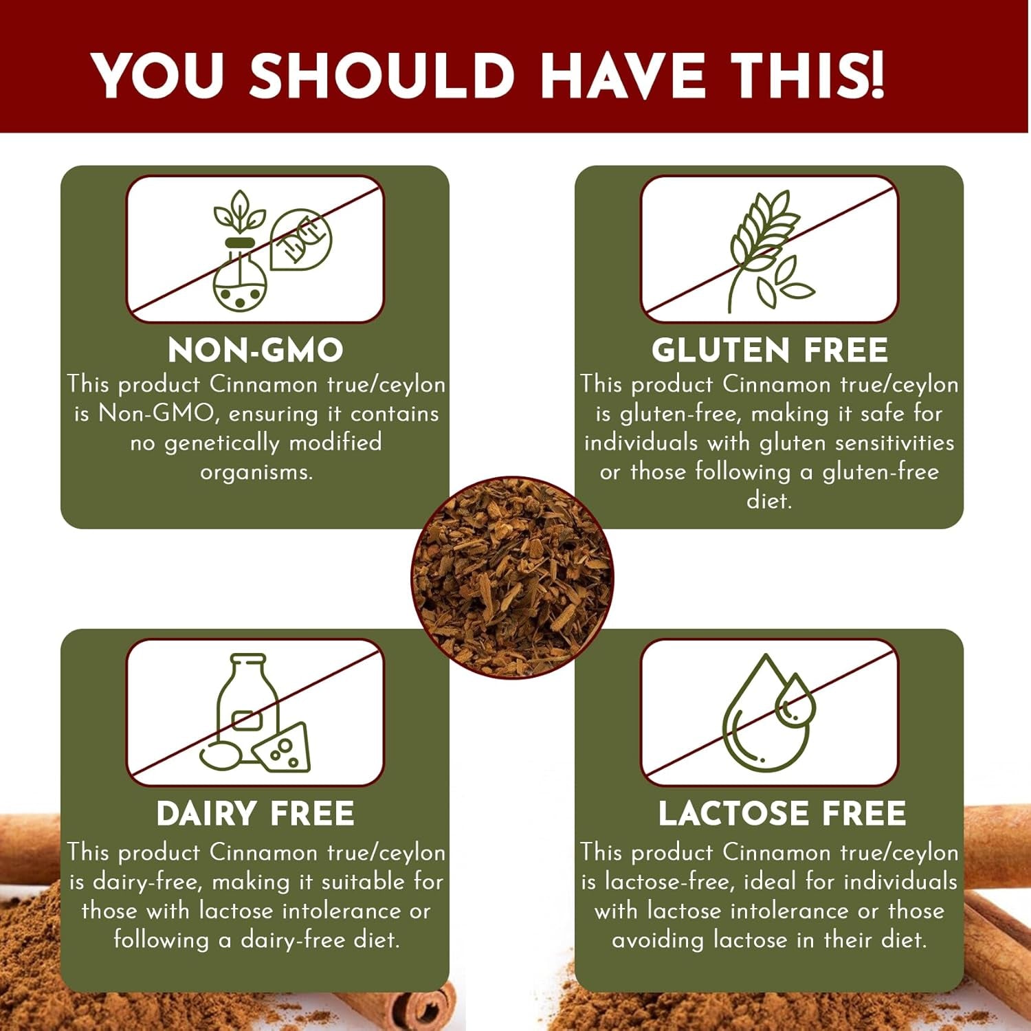 Premium True Ceylon Cinnamon Cut & Sifted (Cinnamomum Verum) - Adds Flavour | Raw, Non GMO & Gluten Free | USDA Certified | Origin - Sri Lanka (1 LBS / 16OZ) TLBH