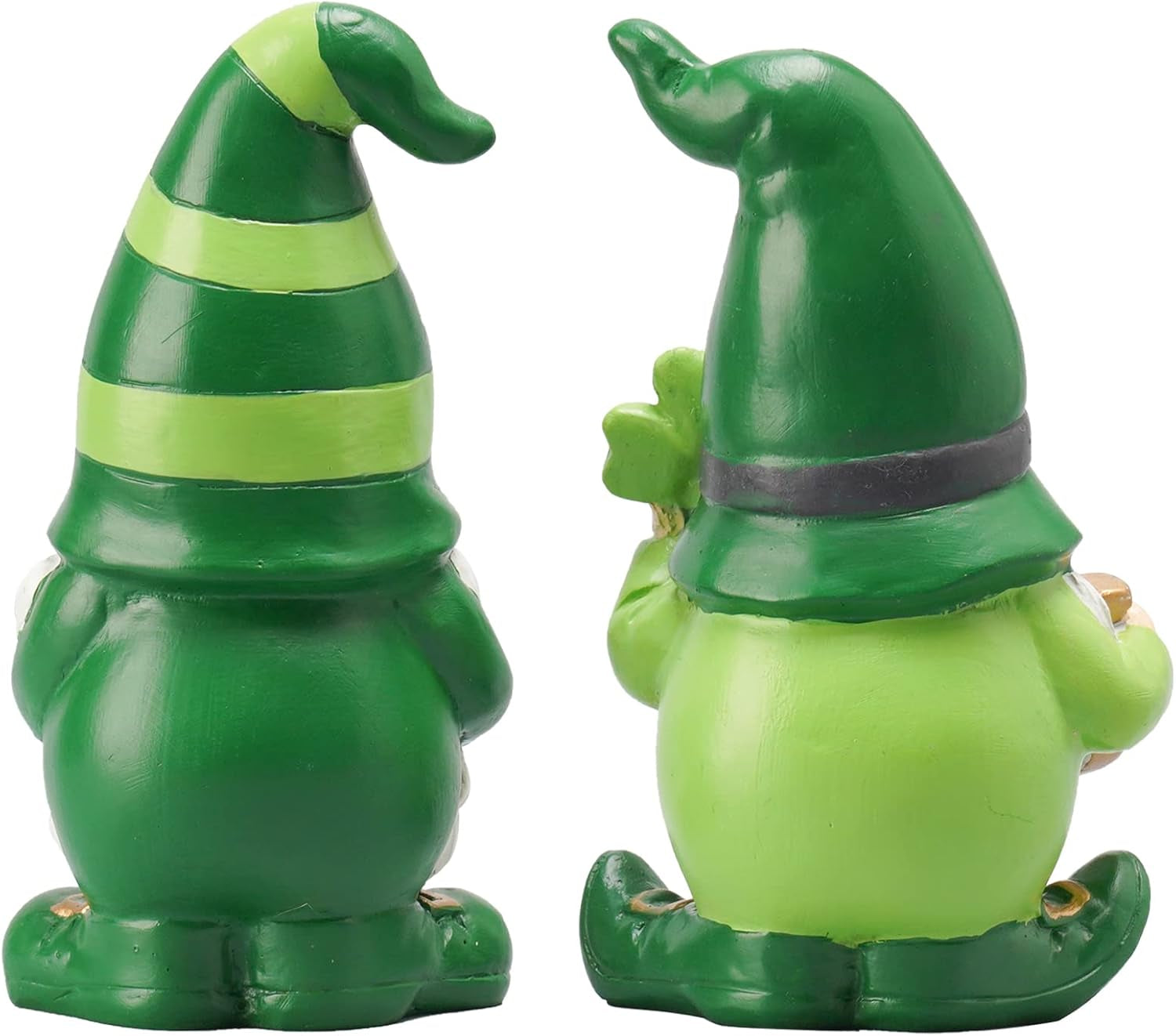 St Patricks Day Decorations Gnome Décor - 2Pc Resin Gnome Figurines with Green Shamrock Horseshoe Modern Farmhouse Décor for Tabletop Home Décor