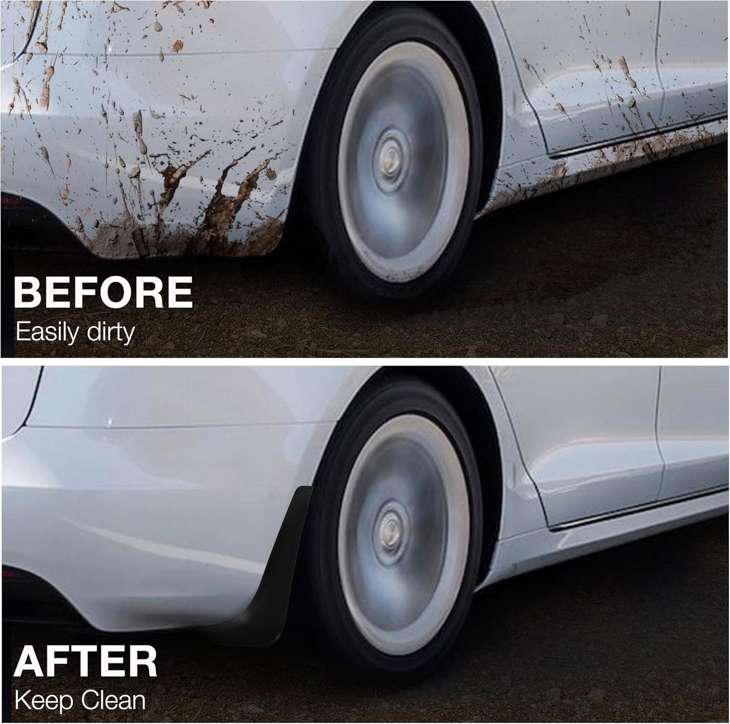 Mud Flaps for Tesla Model 3 2016-2023 No Drilling Required Splash Guards Model 3 Accessories All-Weather Protection Fenders (Pack of 4)