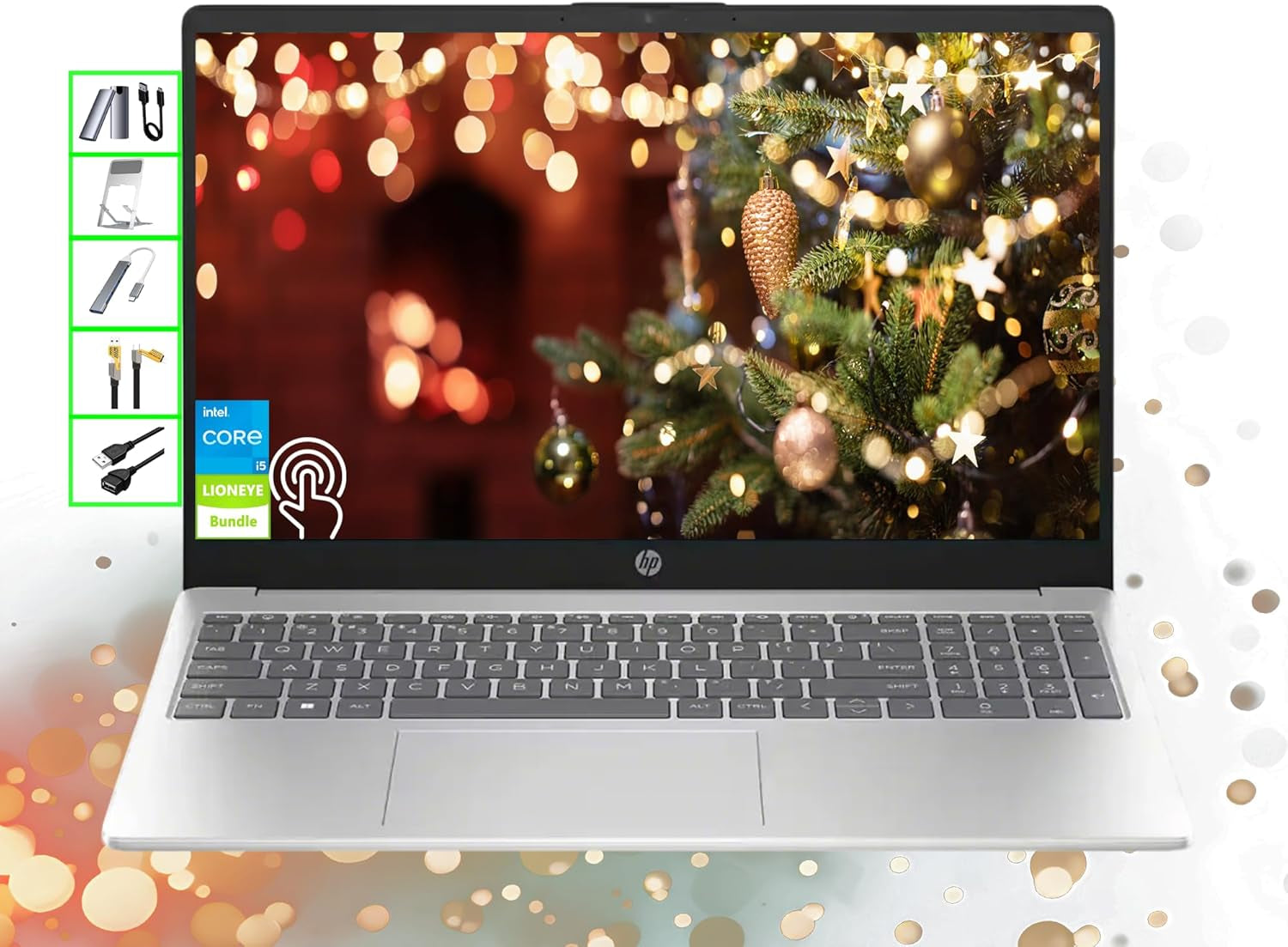 Ai-Powered Laptop | 15" HD Touchscreen Computer | 16GB RAM | 1TB SSD & 128GB Portable SSD | Intel 10-Core I5 CPU | Webcam | USB-C | Wi-Fi | Bluetooth | Copilot Ready | Windows 11 | LE Bundle