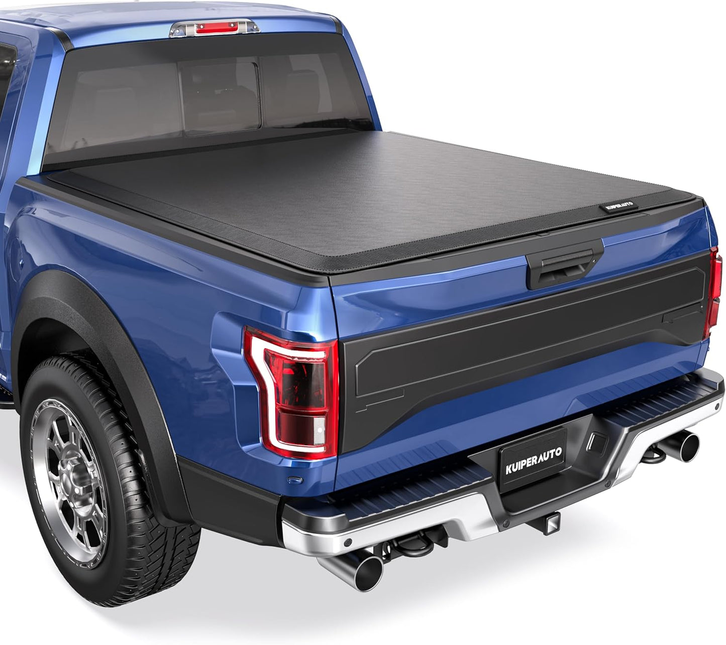 Quad 4-Fold 6.5 FT Soft Folding Truck Bed Tonneau Cover Compatible with 2009-2014 Ford F150 F-150 Styleside Fourth Fold (Excl Raptor Series) without Utility Track System Truck Bed Cover