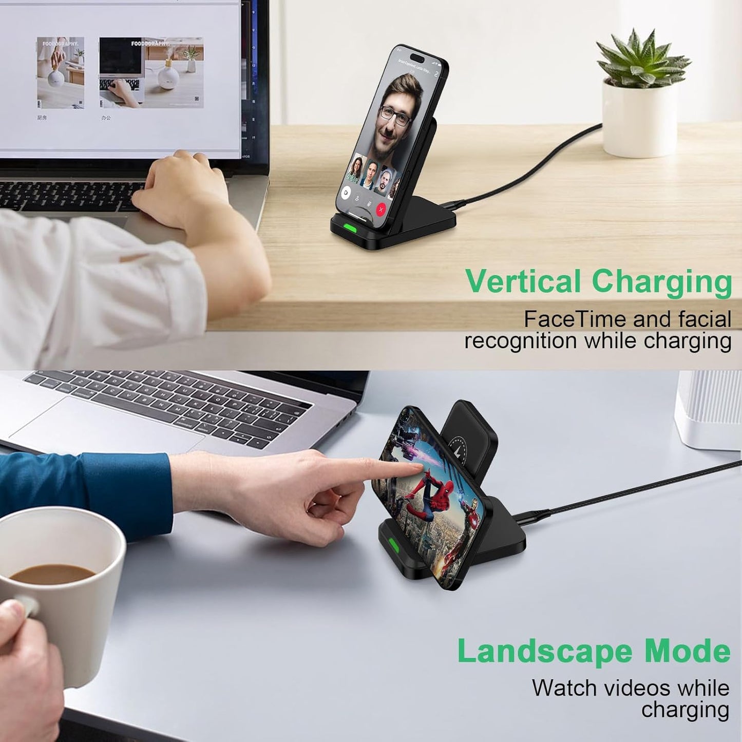 Wireless Charger Fast Charging Station for Samsung Galaxy S25 Ultra/S25/S25+/S24 FE/S24 Ultra/S24/S23/S22/S21/S20,Wireless Phone Charger Android Charger Stand Compatible for Motorola Moto G Power 2025