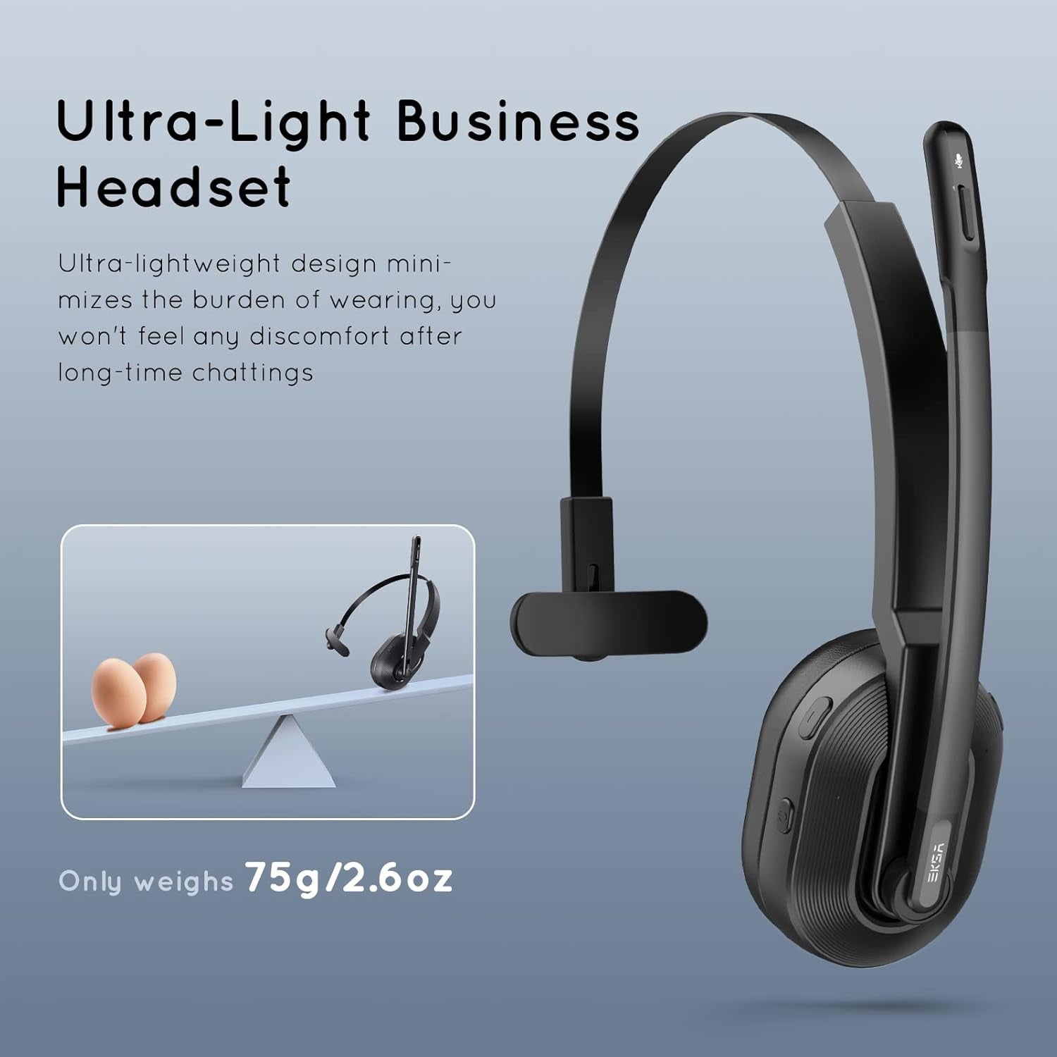 Trucker Bluetooth Headset, Wireless Headset with Microphone AI Noise Canceling, on Ear Bluetooth Headphone with Mute for Driver Office Call Center Computer Skype TRUCK DRIVER