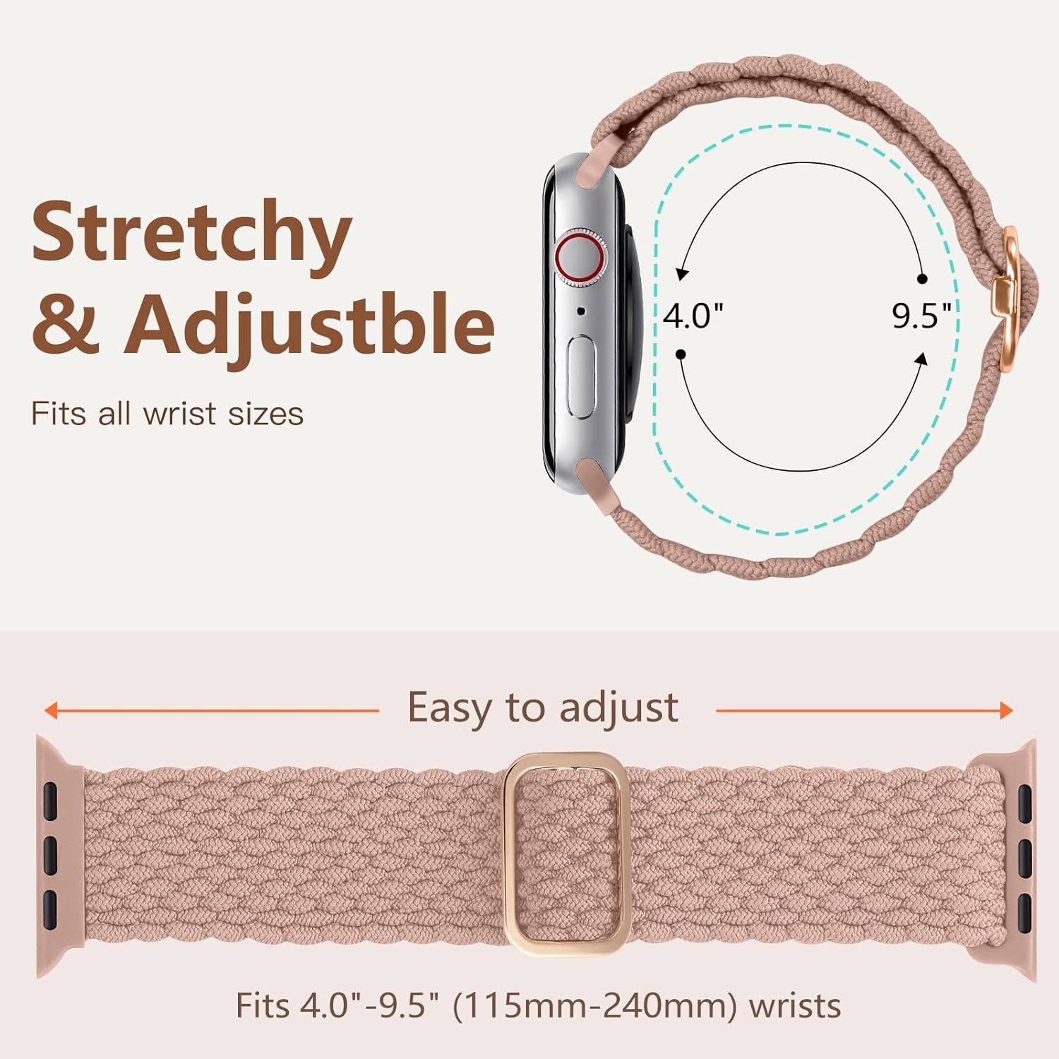5 Pack Braided Stretchy Solo Loop Compatible with Apple Watch Bands 40Mm 38Mm 41Mm 44Mm 45Mm 49Mm 42Mm for Women Men, Elastic Nylon Adjustable Sport Straps for Iwatch Series 9 8 7 6 5 4 3 SE Ultra