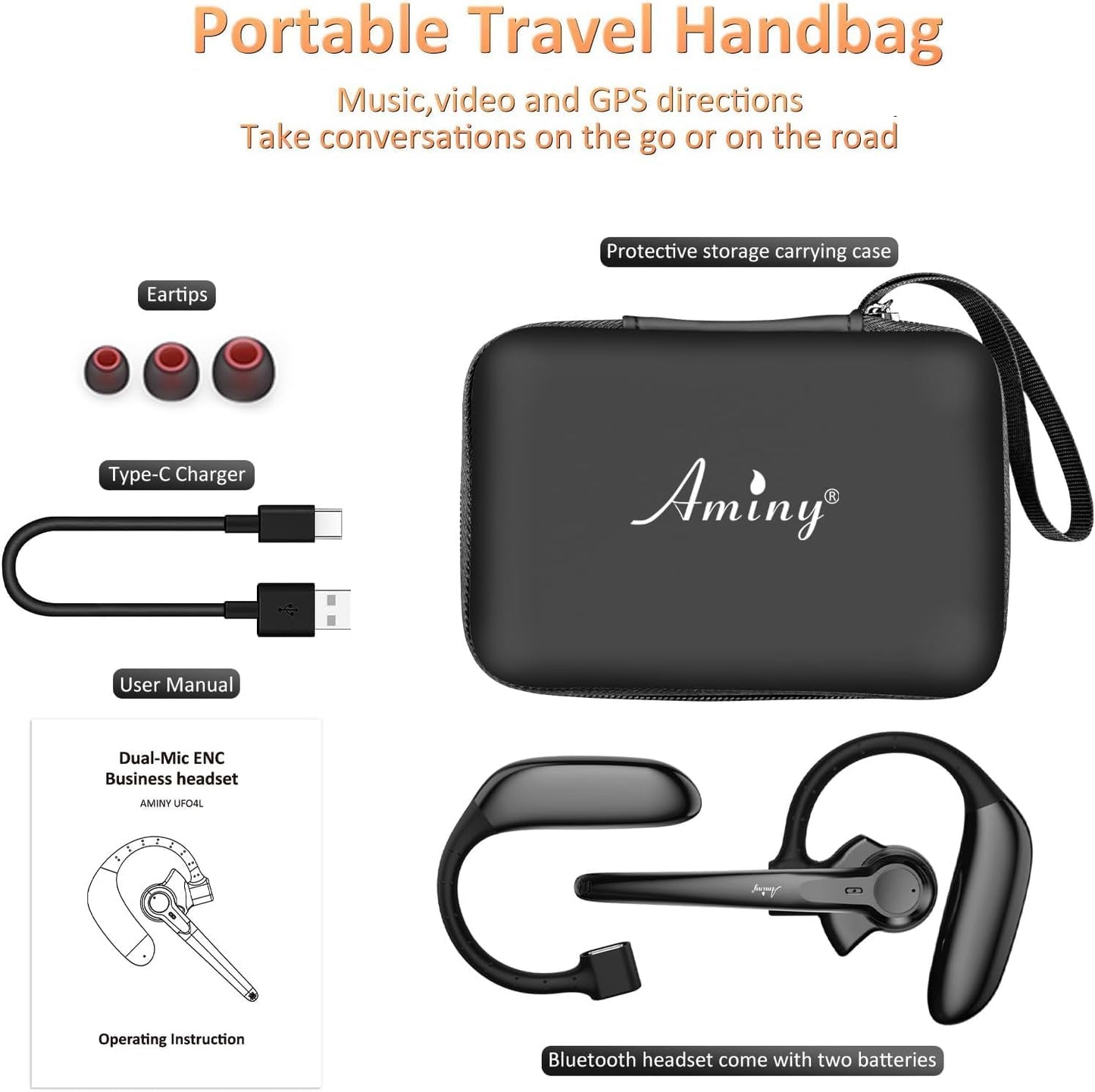 Wireless Bluetooth Headset with Microphone 30 Hrs Talking Time V5.3 Auriculares Bluetooth Earpiece,Ai Noise Cancelling Bluetooth Earphones for Trucker Office Home TRUCK DRIVER
