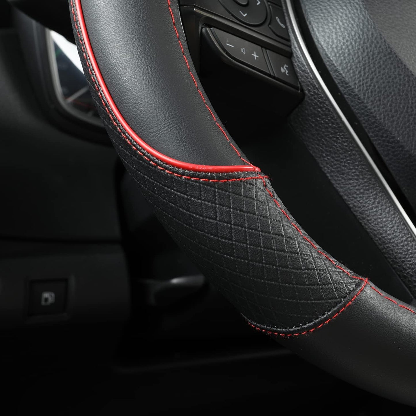 Steering Wheel Cover for Toyota, Auto Car Steering Wheel Cover for Toyota Highlander 4Runner Tacoma Corolla Camry - Black+Red Trim