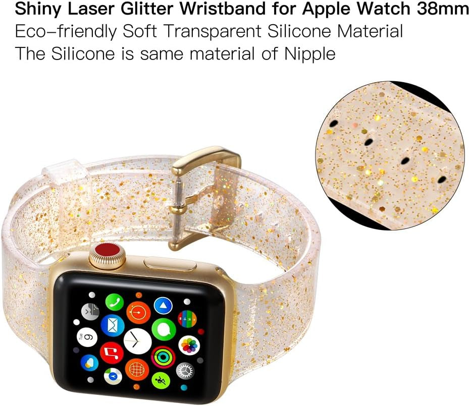 Compatible with Apple Watch Band, Women Transparent Clear Soft Cute Silicone Sports Iwatch Band Strap for Apple Watch Series 8/7/6/5/4/3/2/1/SE