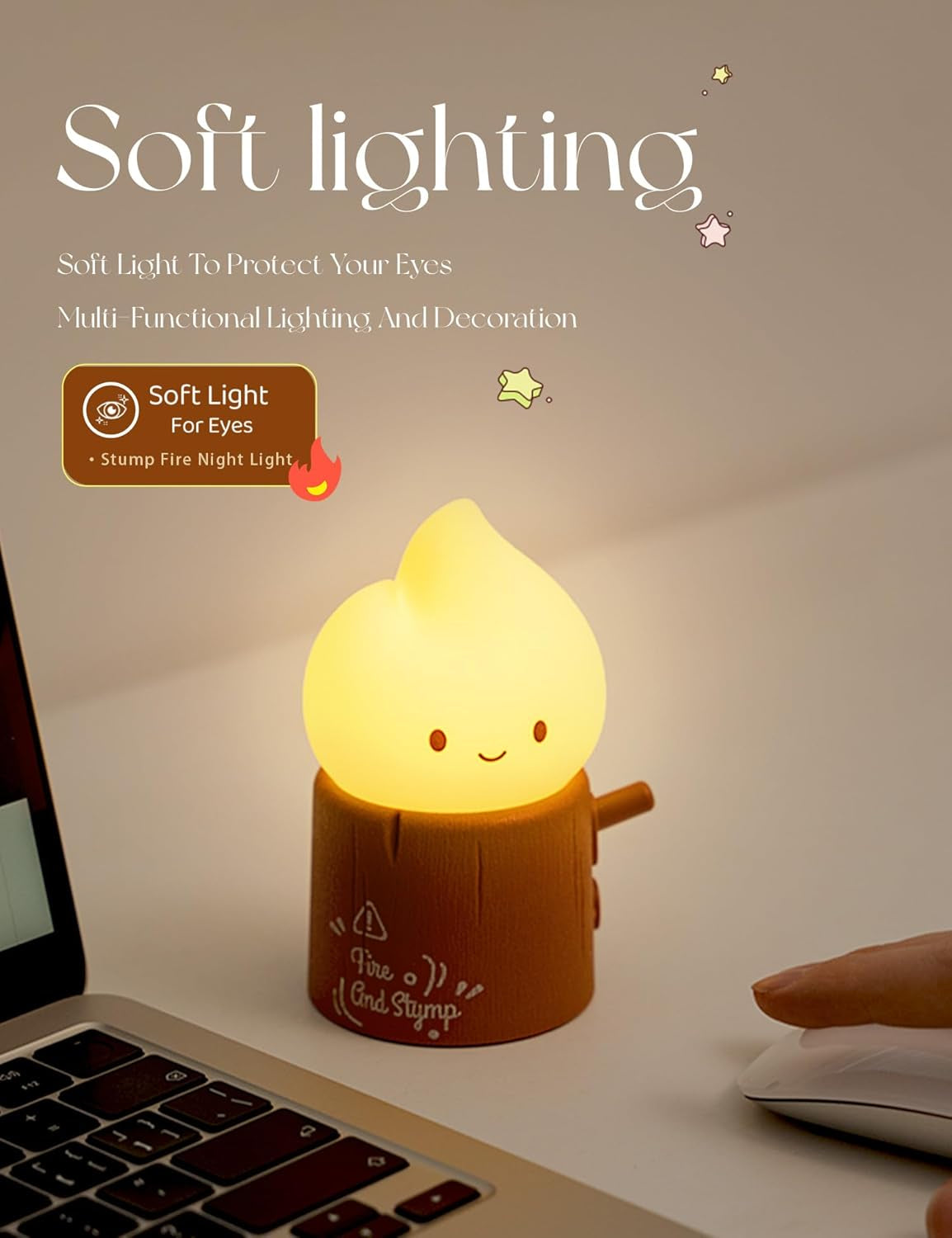 Flameless Candles Lamp, Cute Night Light,Torch Stump Light, LED Tea Lights Candles Rechargeable Night Light,Suitable for Kids Lamp Bedroom,Outdoor,Camp, Gift, Christmas,Halloween