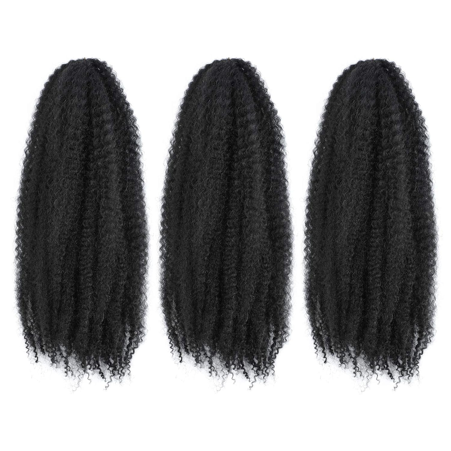 Marley Hair 24 Inch Marley Twist Braiding Hair Fluffy Marley Hair for Faux Locs Curly Braiding Hair Extensions (24 Inch (Pack of 3), #1)