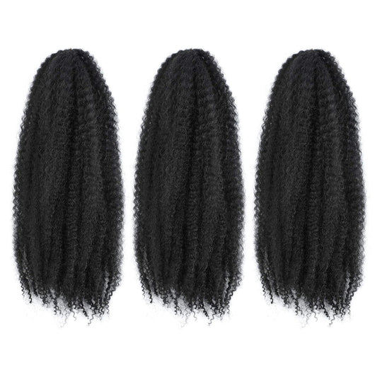 Marley Hair 24 Inch Marley Twist Braiding Hair Fluffy Marley Hair for Faux Locs Curly Braiding Hair Extensions (24 Inch (Pack of 3), #1)