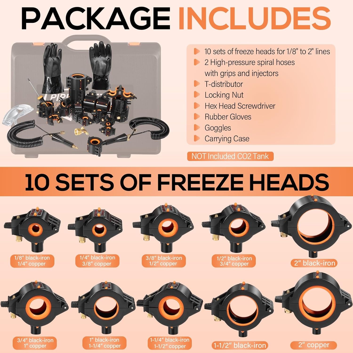 CST2 General Cold-Shot Pipe Freeze Kit, General Pipe Cleaners, Quickly Freezes Pipes from 1/8" to 2", Repair Water Systems without Draining